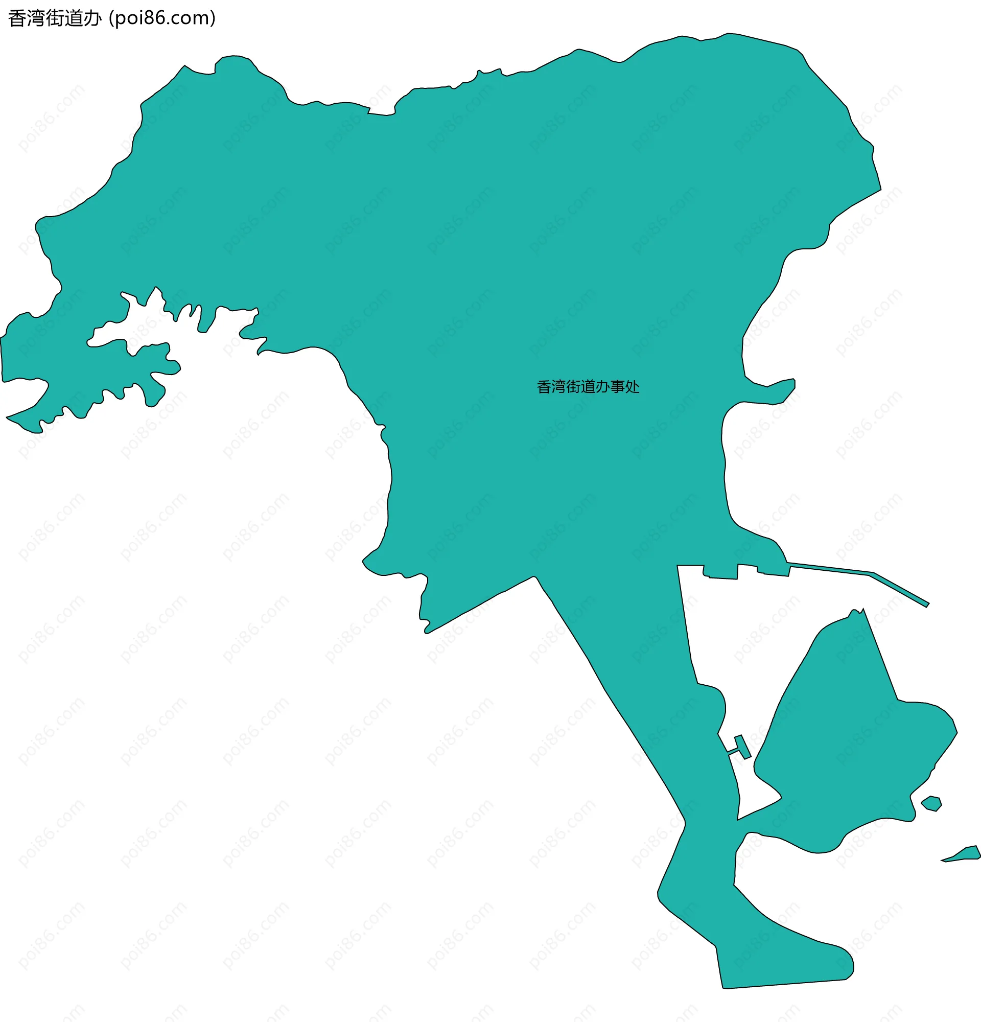 香湾街道办边界地图(五级行政区划)