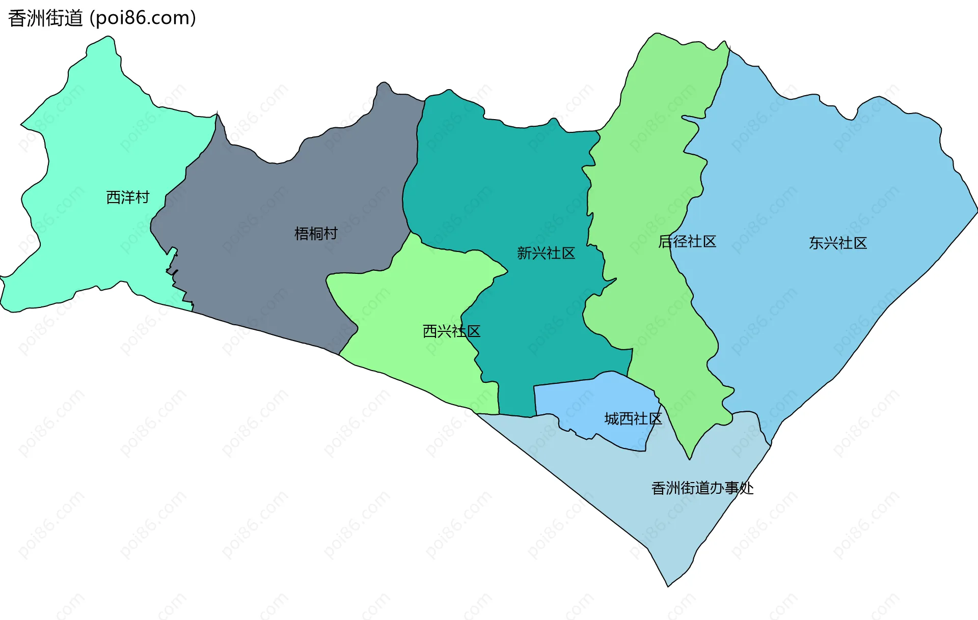 香洲街道边界地图(五级行政区划)