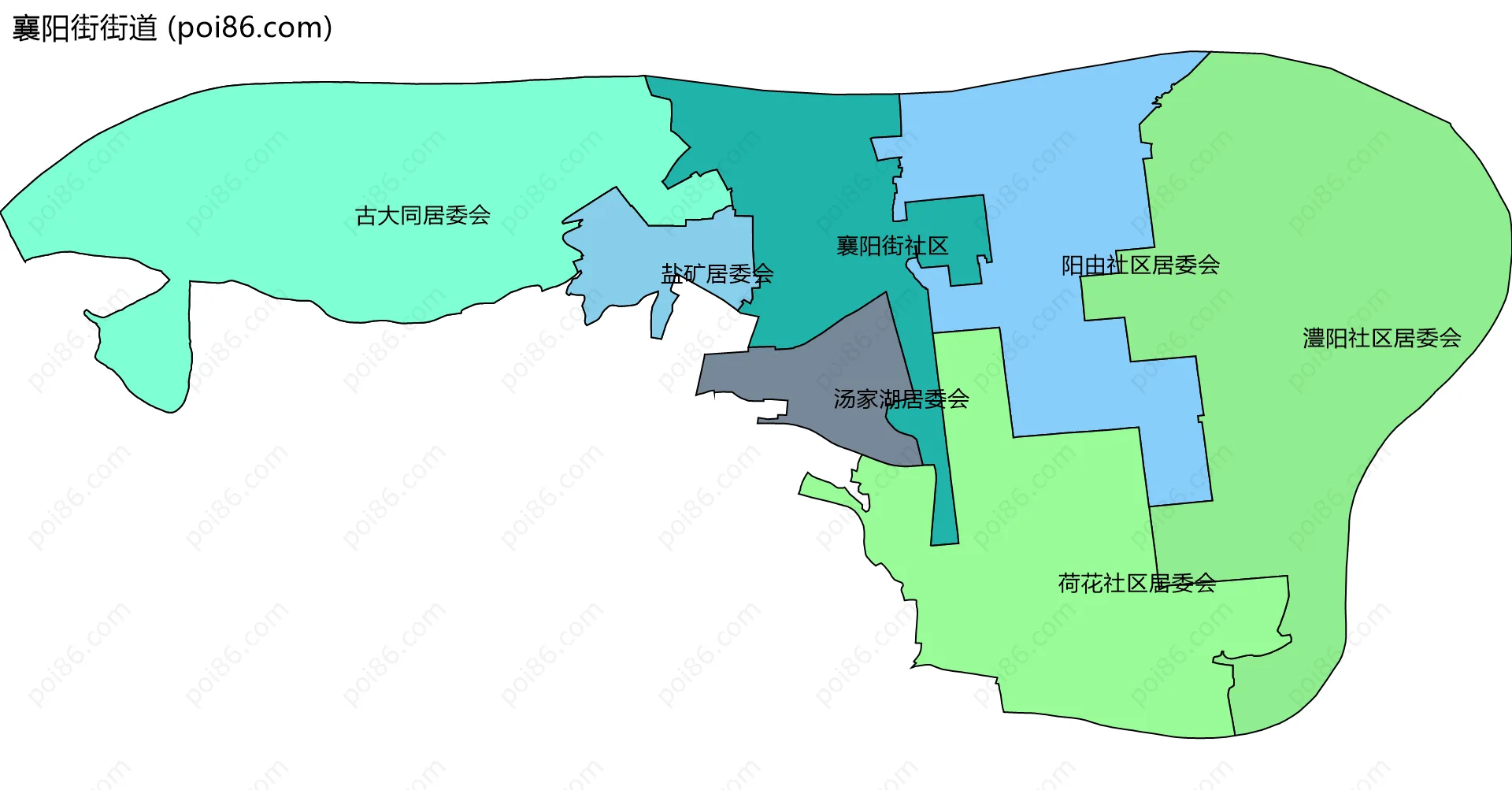 襄阳街街道边界地图(五级行政区划)