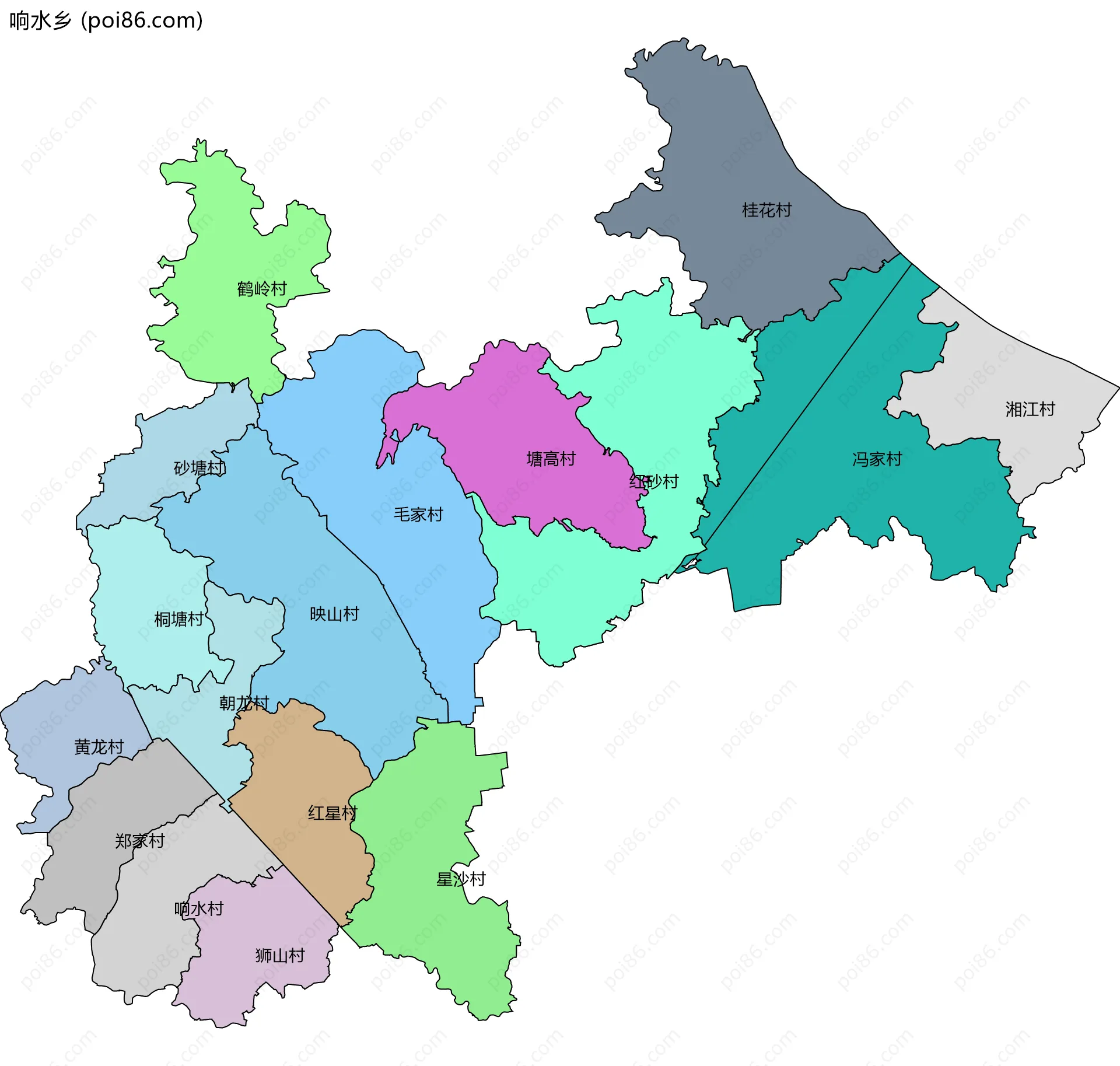 响水乡边界地图(五级行政区划)