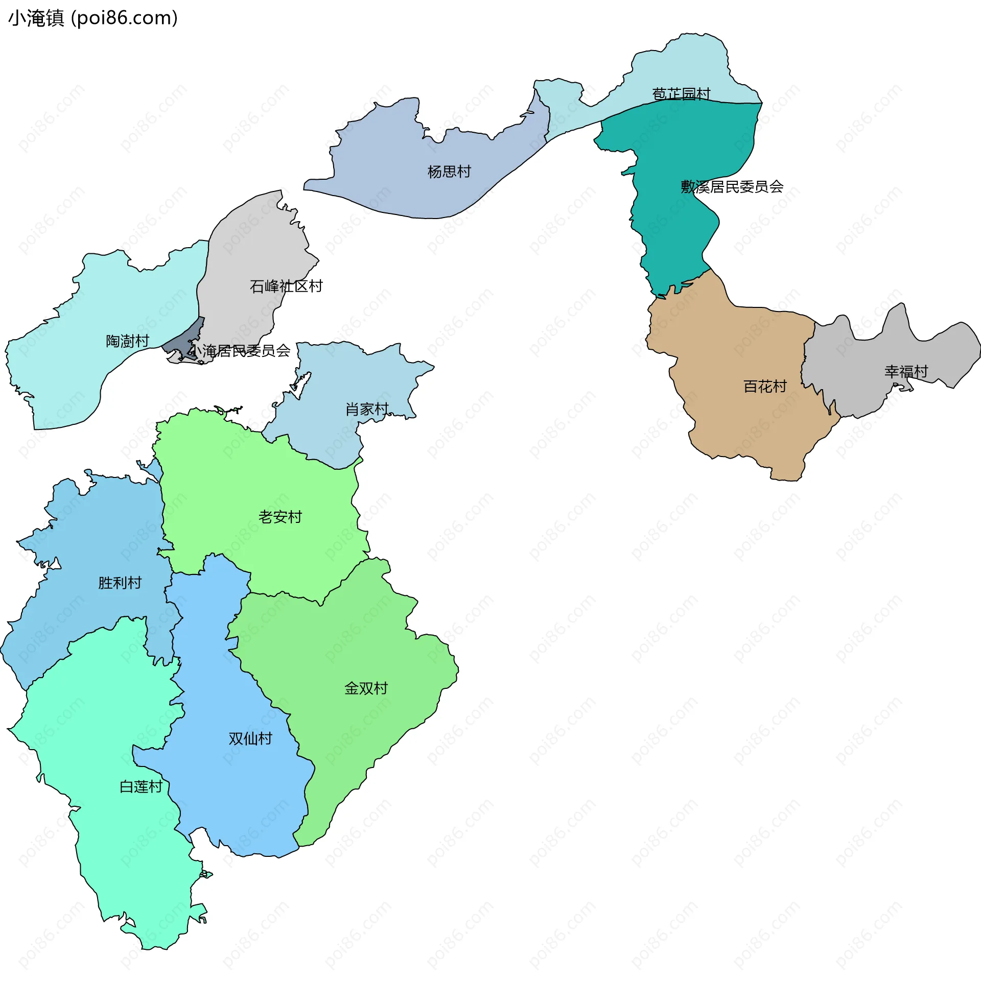 小淹镇边界地图(五级行政区划)