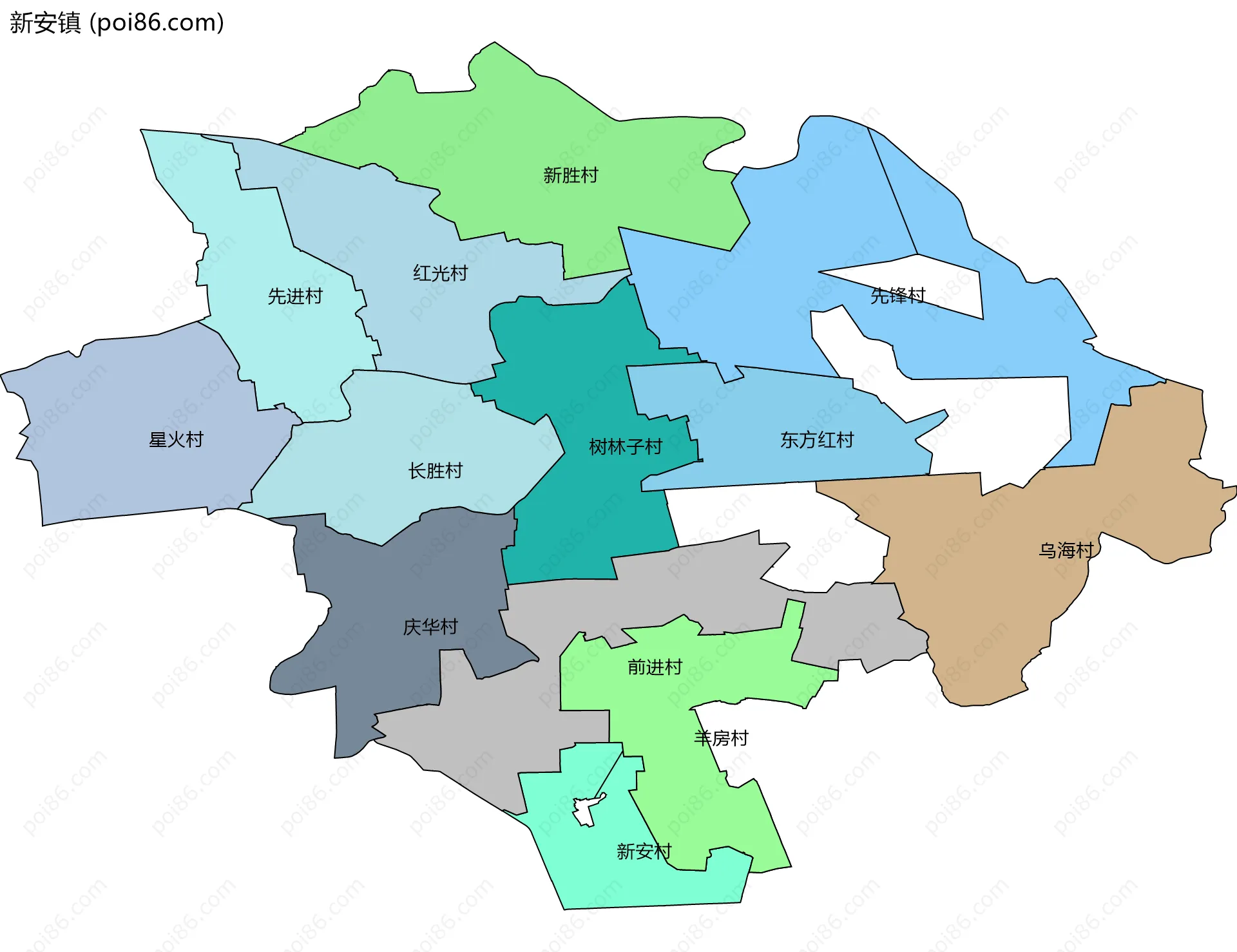新安镇边界地图(五级行政区划)