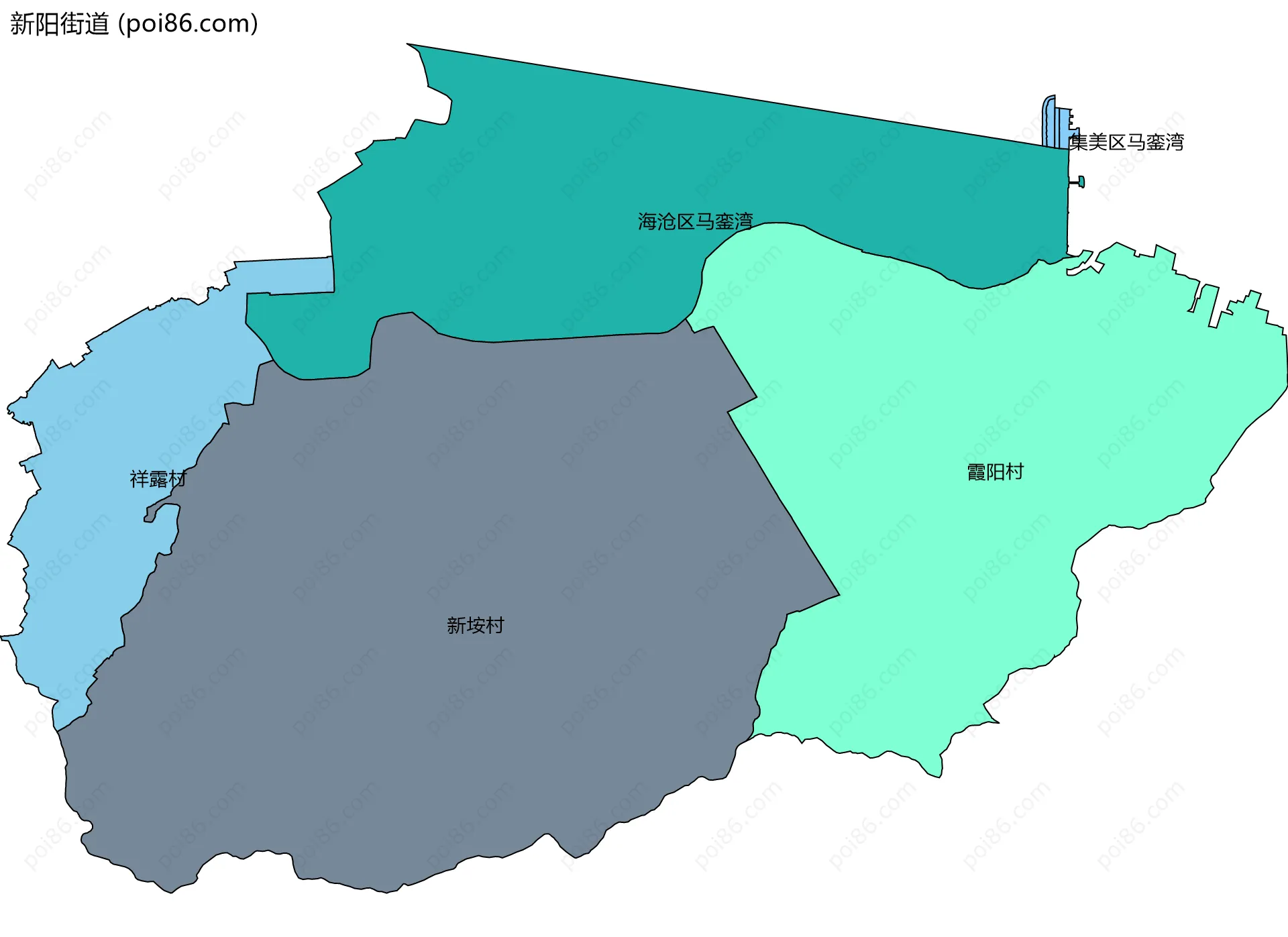 新阳街道边界地图(五级行政区划)