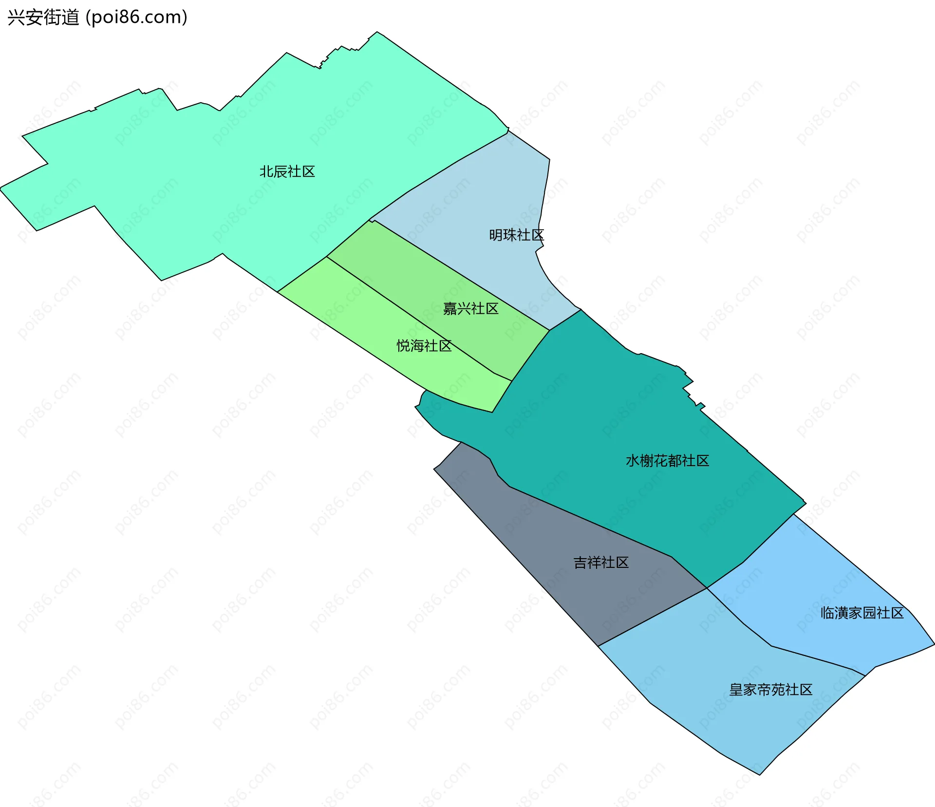 兴安街道边界地图(五级行政区划)
