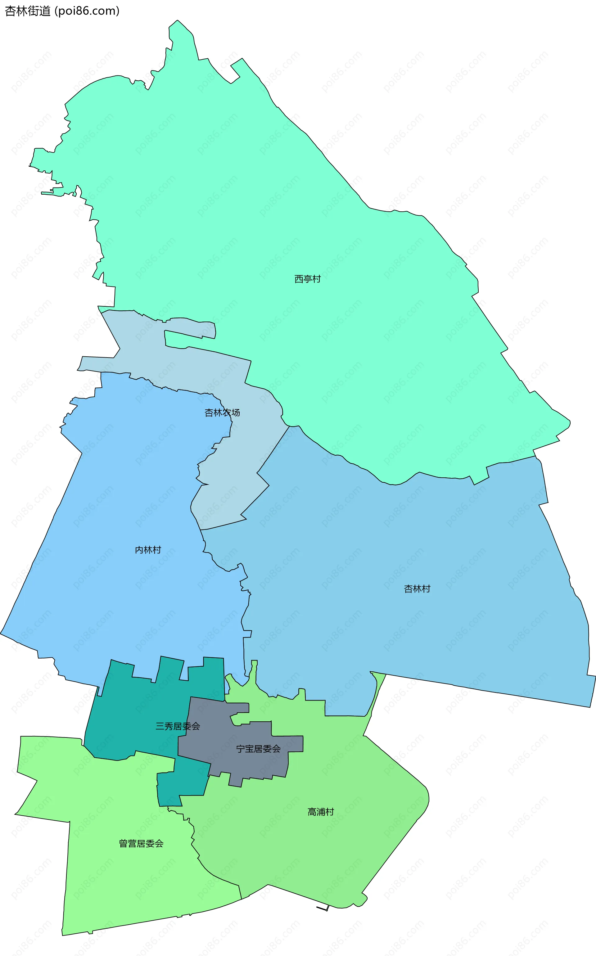 杏林街道边界地图(五级行政区划)