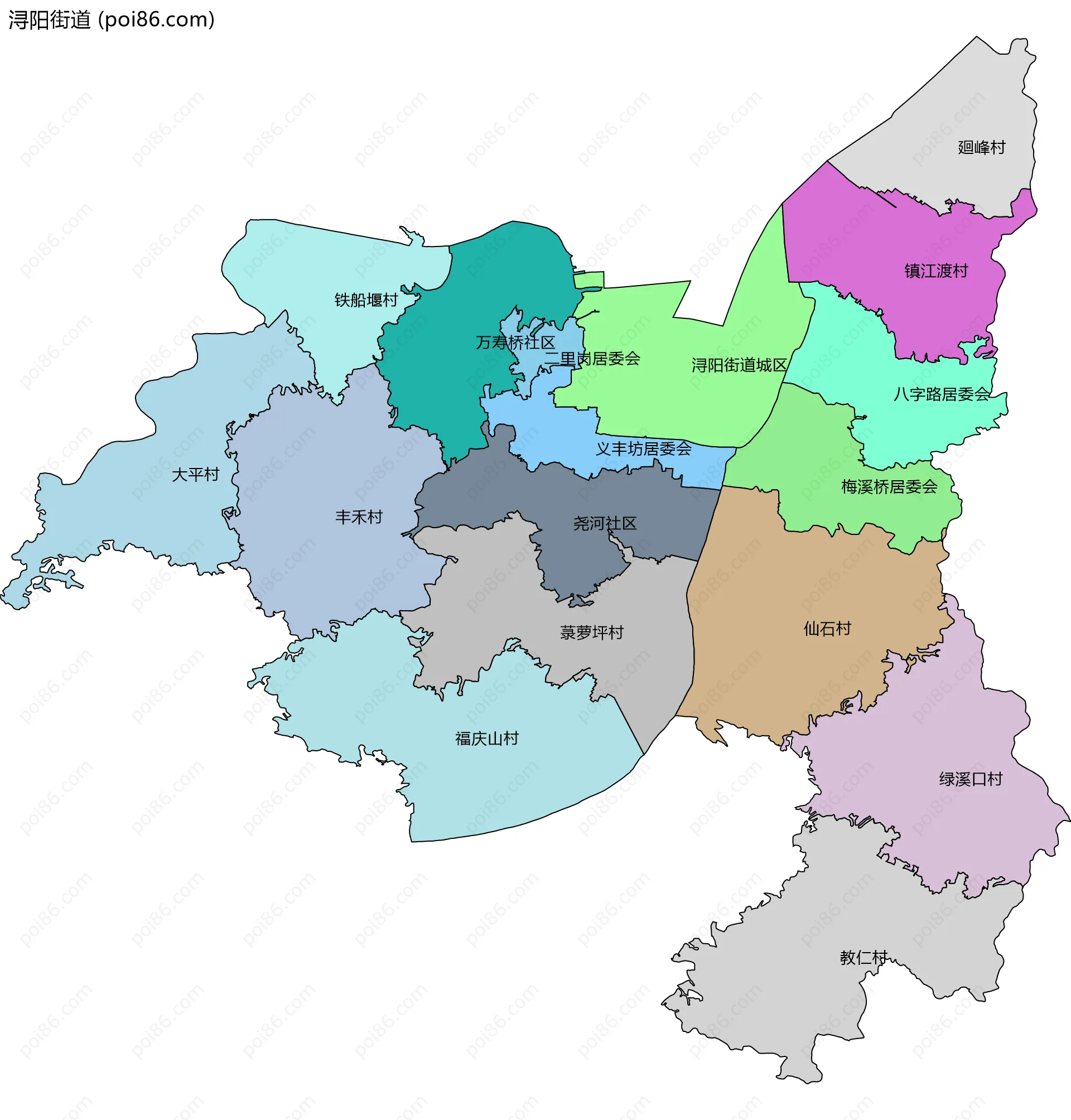 浔阳街道边界地图(五级行政区划)