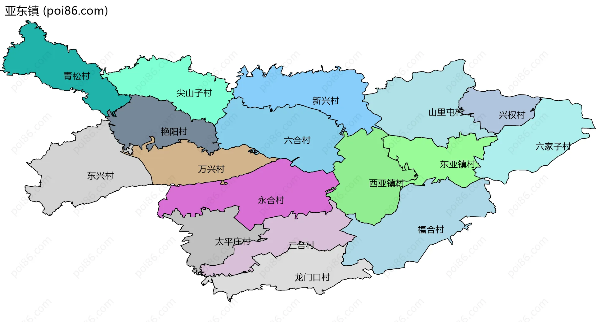 亚东镇边界地图(五级行政区划)