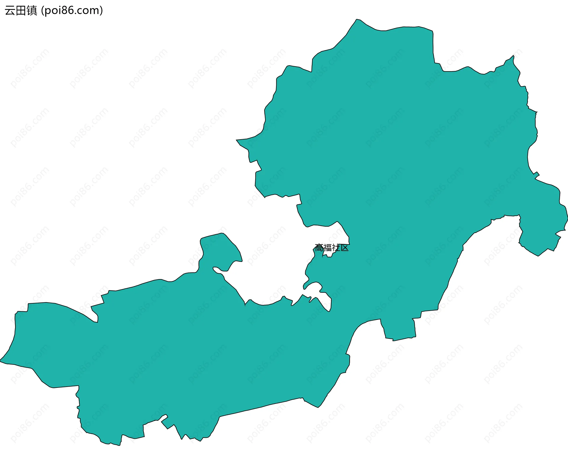 云田镇边界地图(五级行政区划)