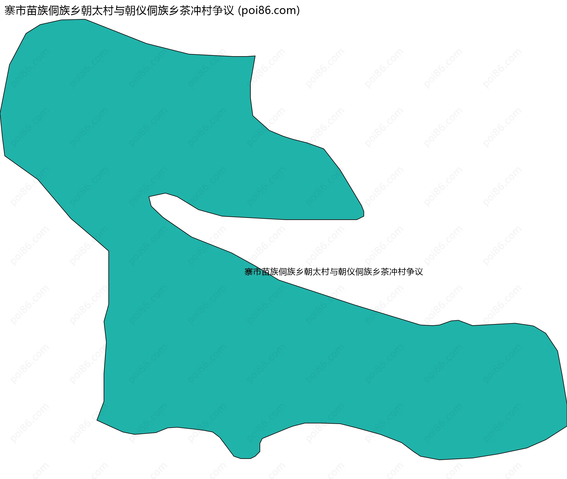 寨市苗族侗族乡朝太村与朝仪侗族乡茶冲村争议边界地图