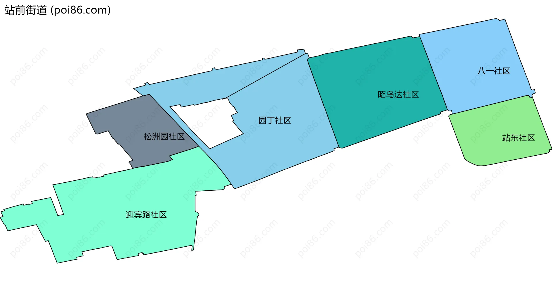 站前街道边界地图(五级行政区划)