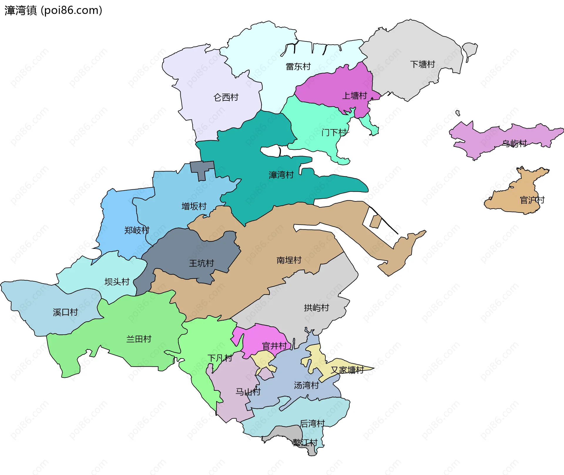 漳湾镇边界地图(五级行政区划)