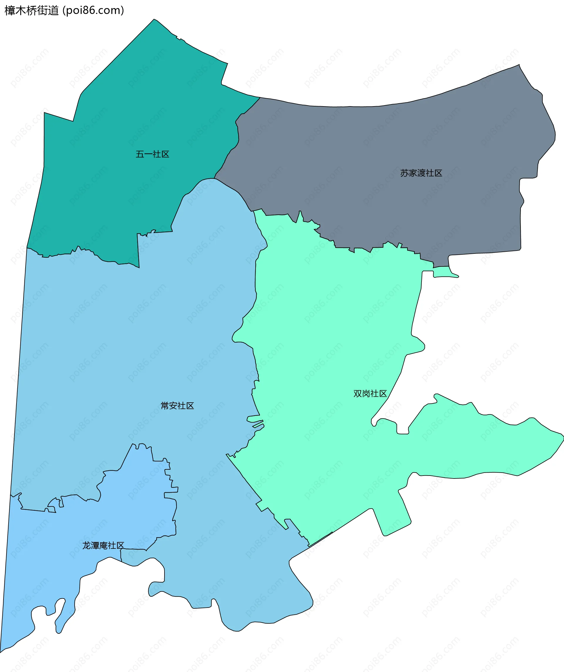 樟木桥街道边界地图(五级行政区划)