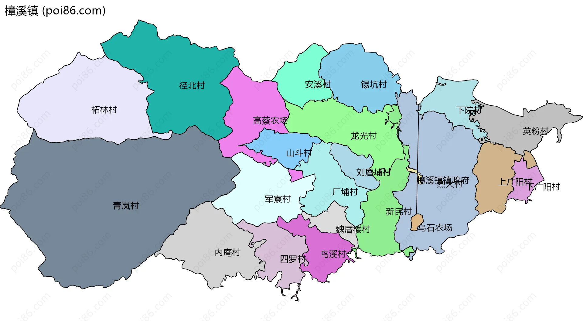 樟溪镇边界地图(五级行政区划)