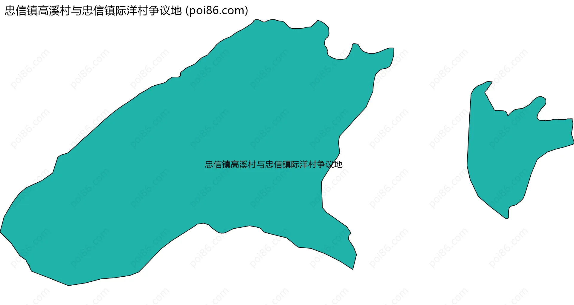 忠信镇高溪村与忠信镇际洋村争议地边界地图