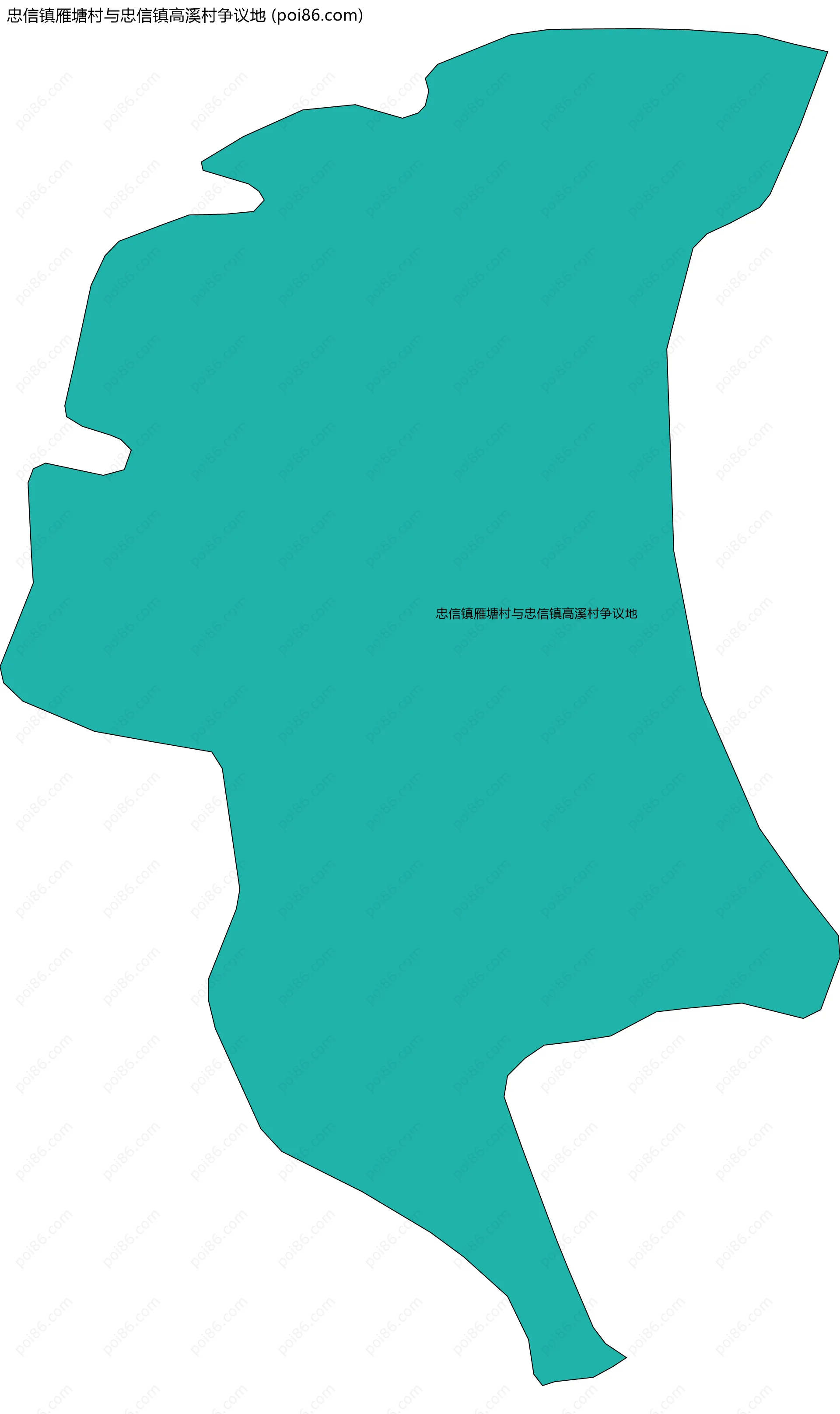 忠信镇雁塘村与忠信镇高溪村争议地边界地图