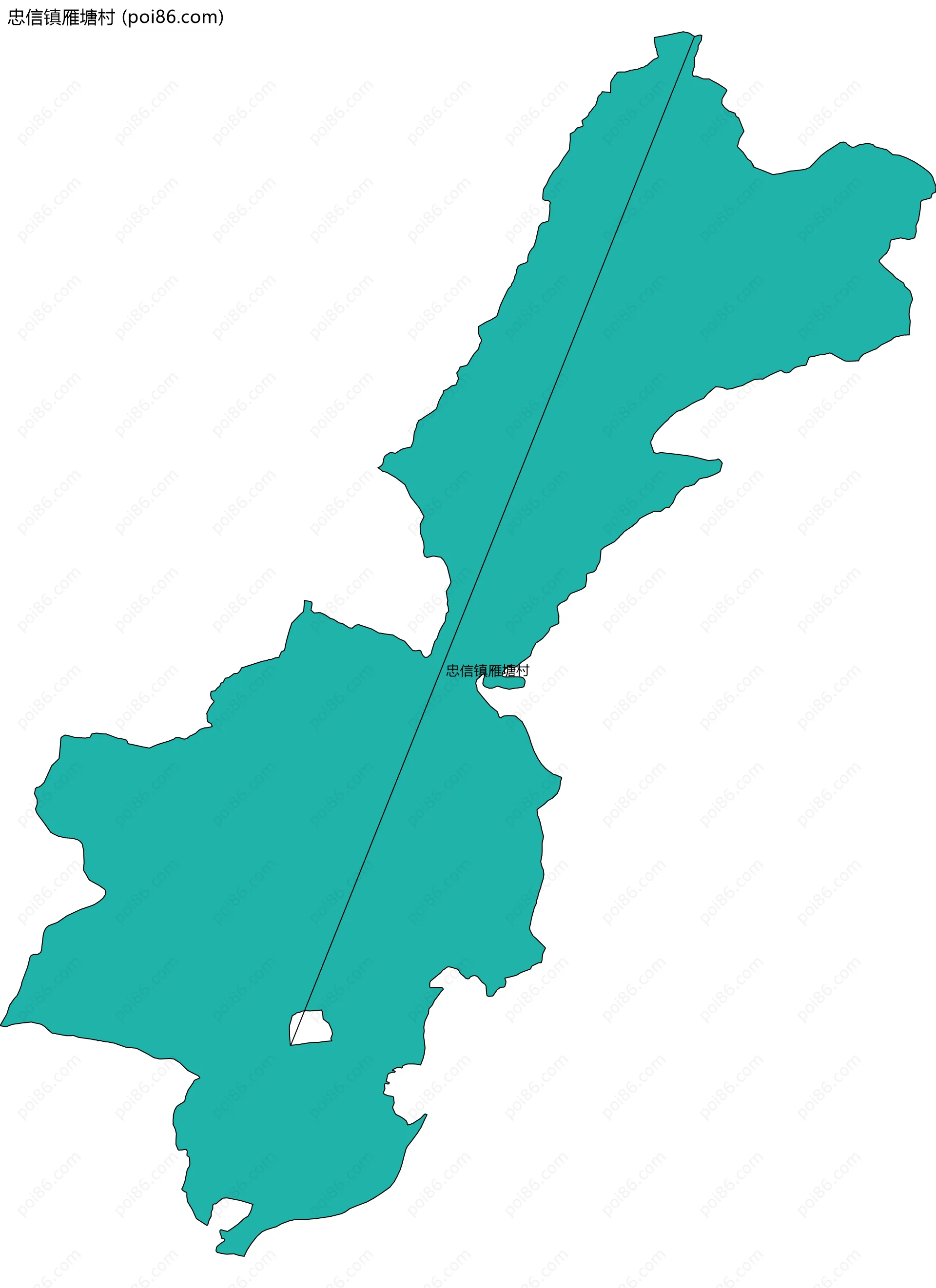 忠信镇雁塘村边界地图