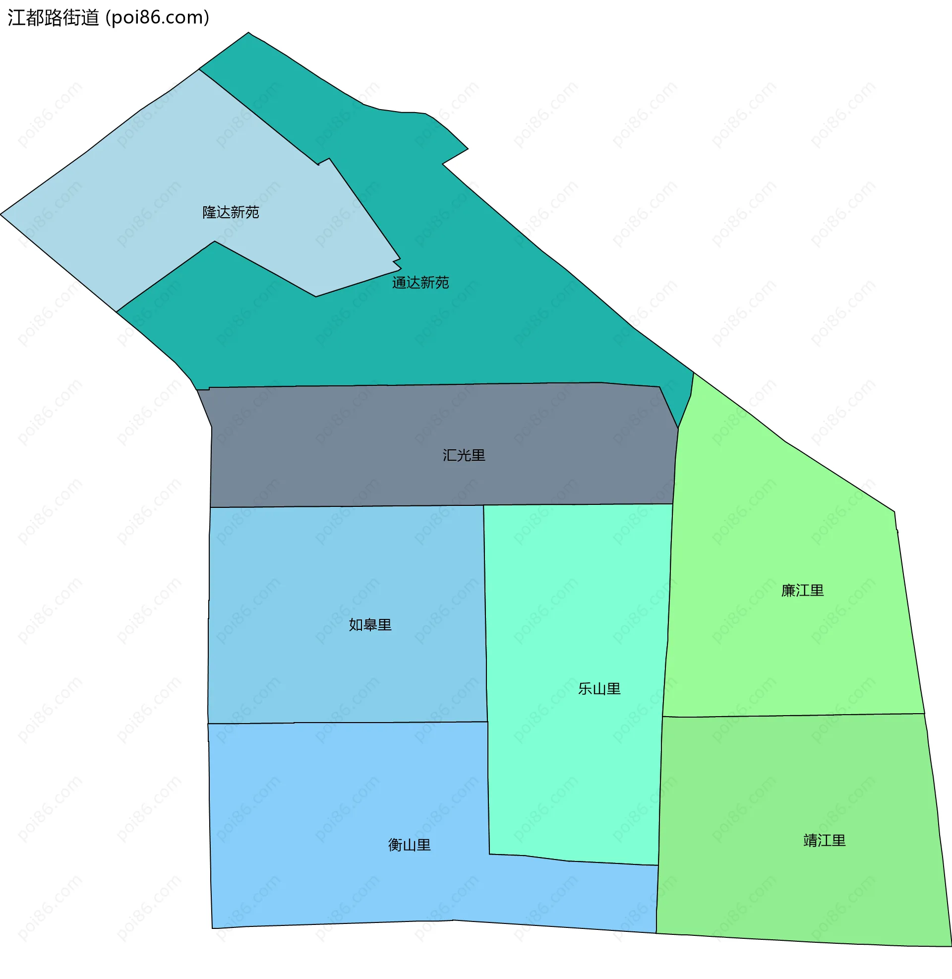 江都路街道边界地图(五级行政区划)