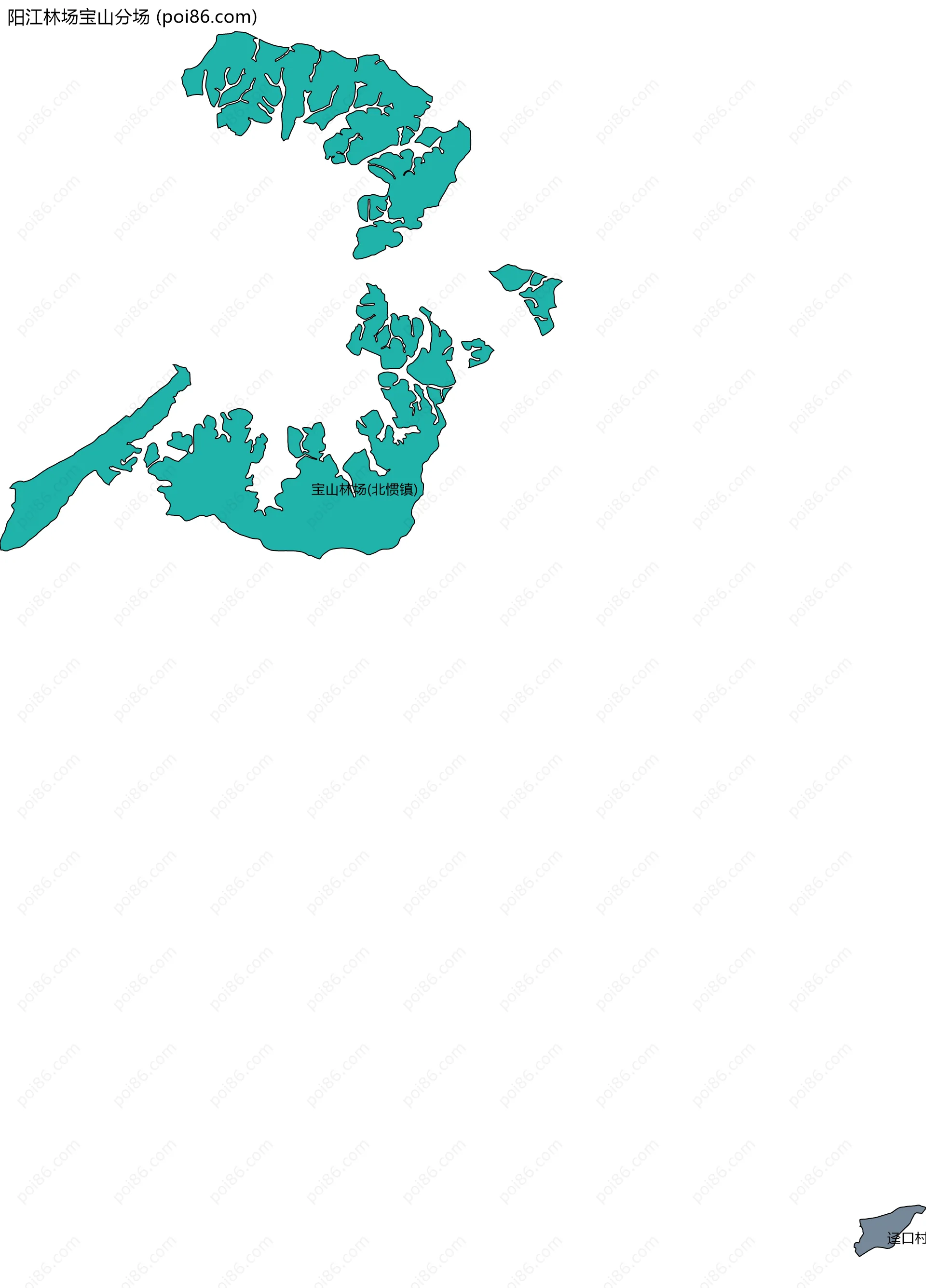 阳江林场宝山分场边界地图(五级行政区划)