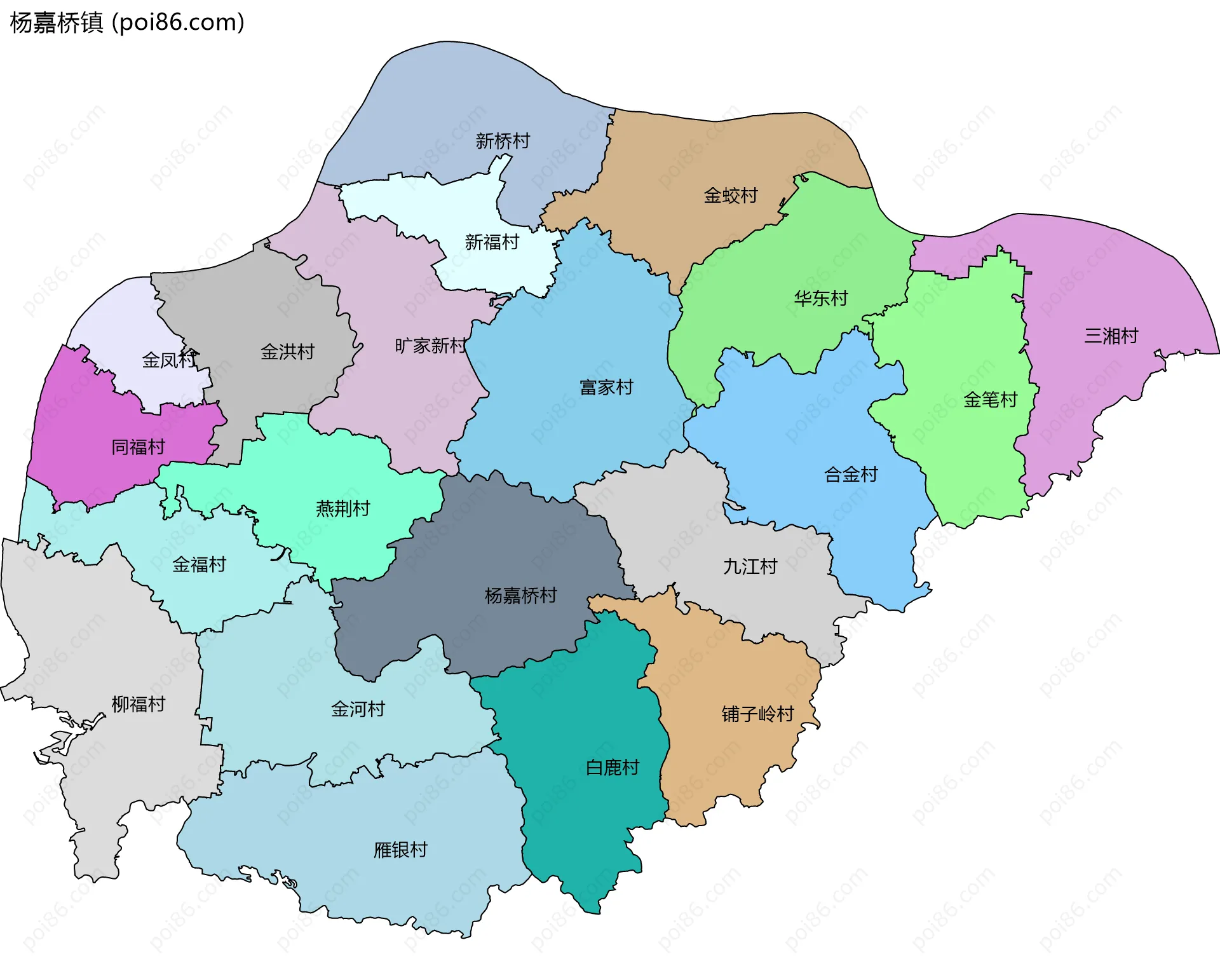 杨嘉桥镇边界地图(五级行政区划)