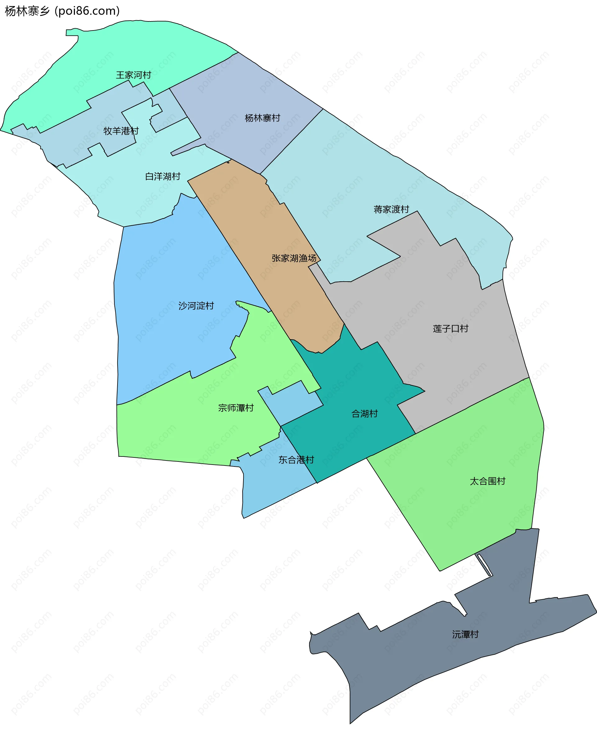 杨林寨乡边界地图(五级行政区划)