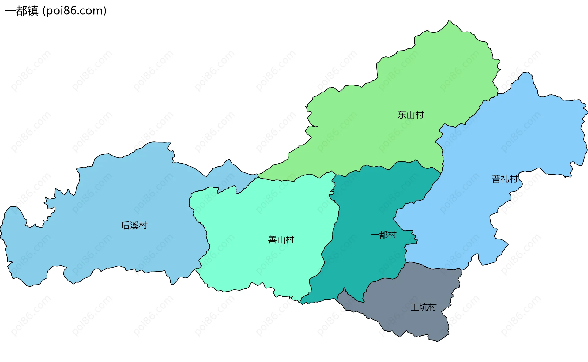一都镇边界地图(五级行政区划)
