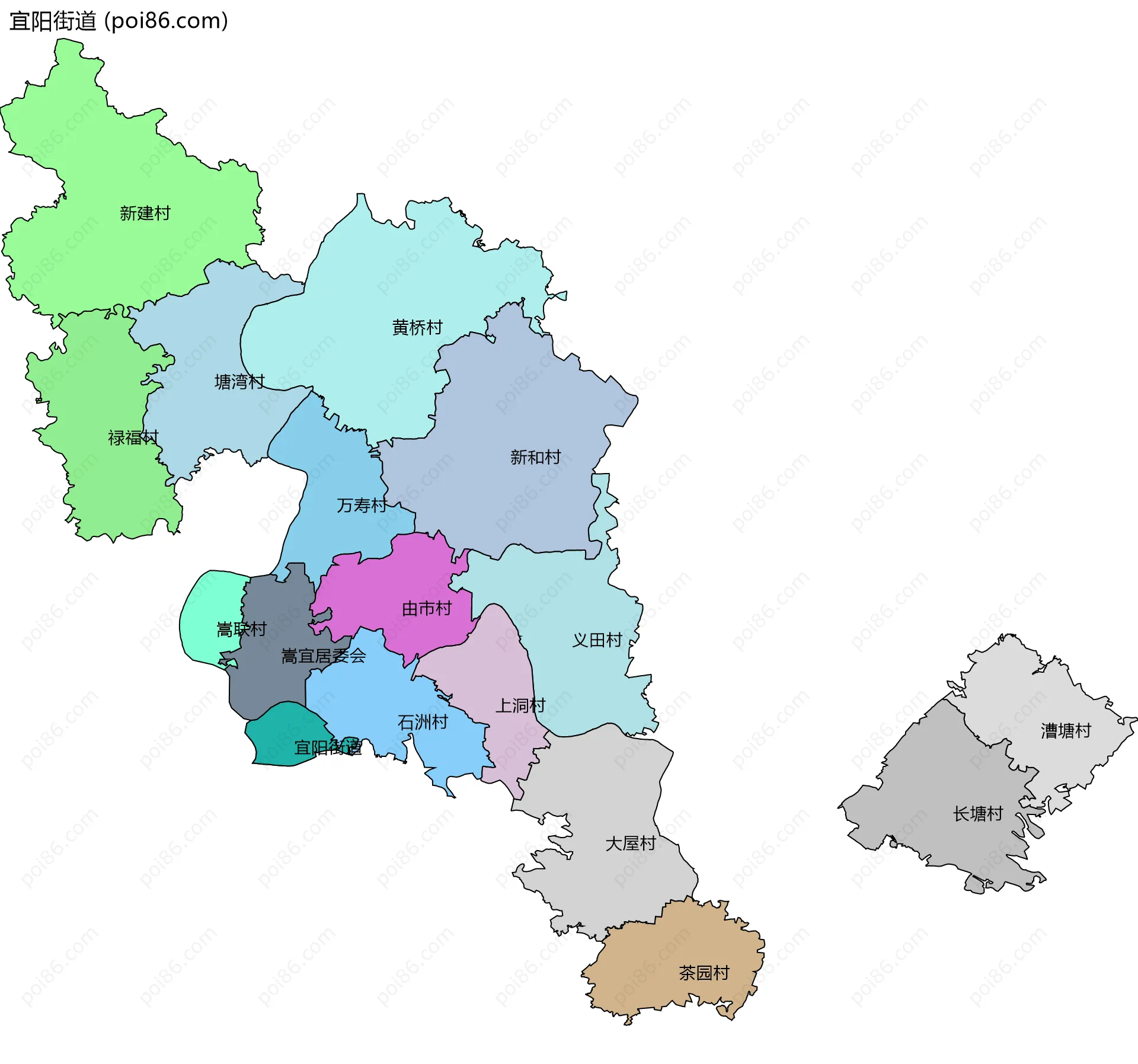 宜阳街道边界地图(五级行政区划)