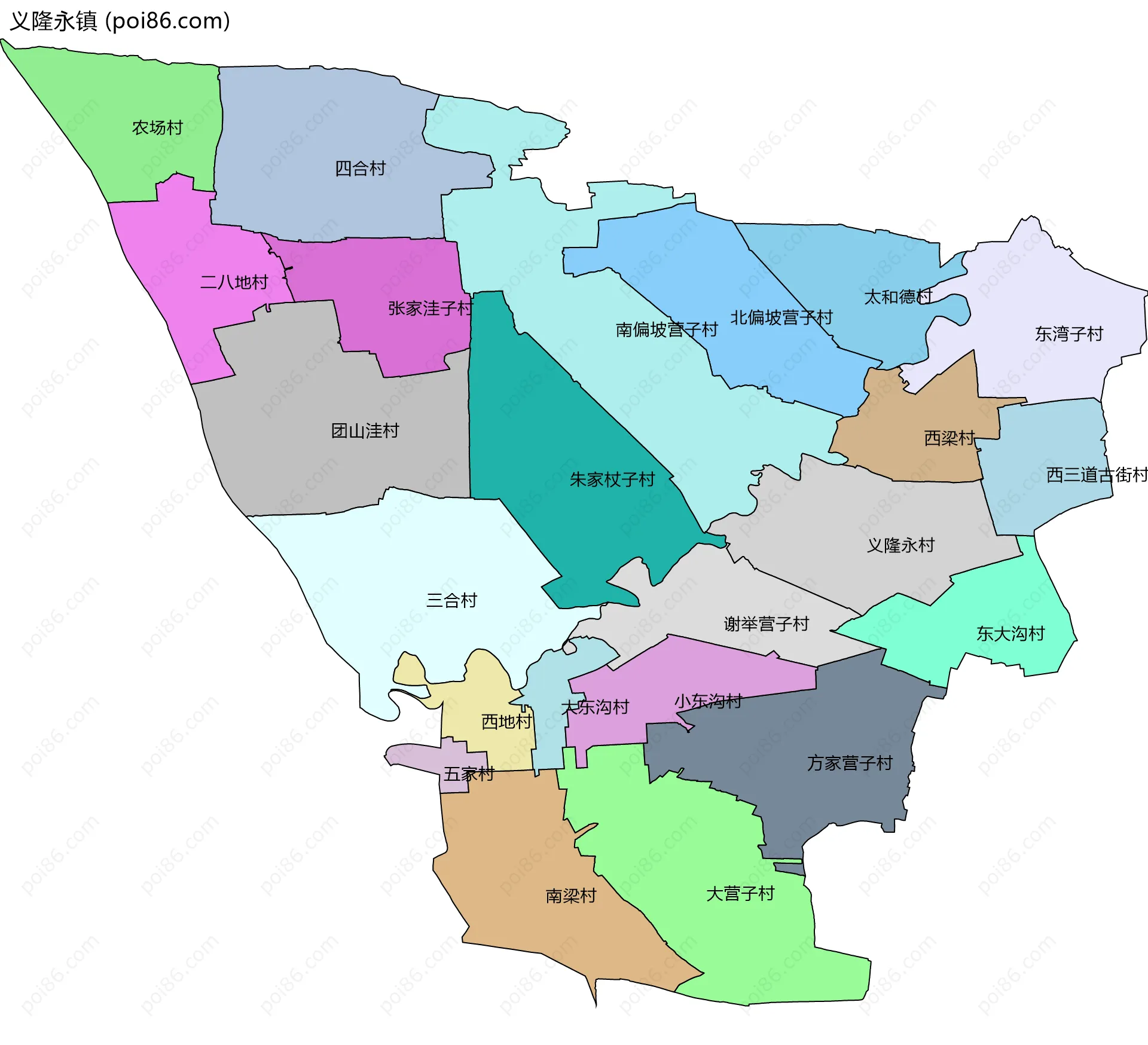 义隆永镇边界地图(五级行政区划)