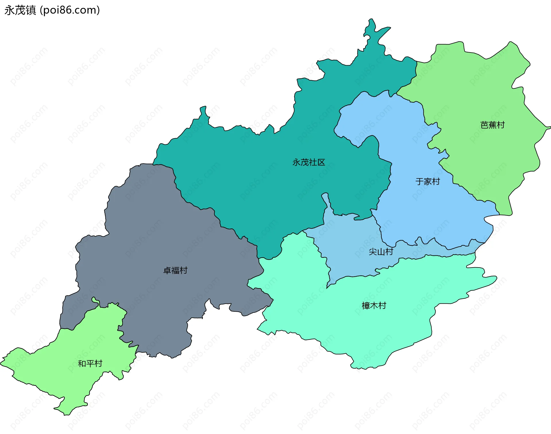 永茂镇边界地图(五级行政区划)