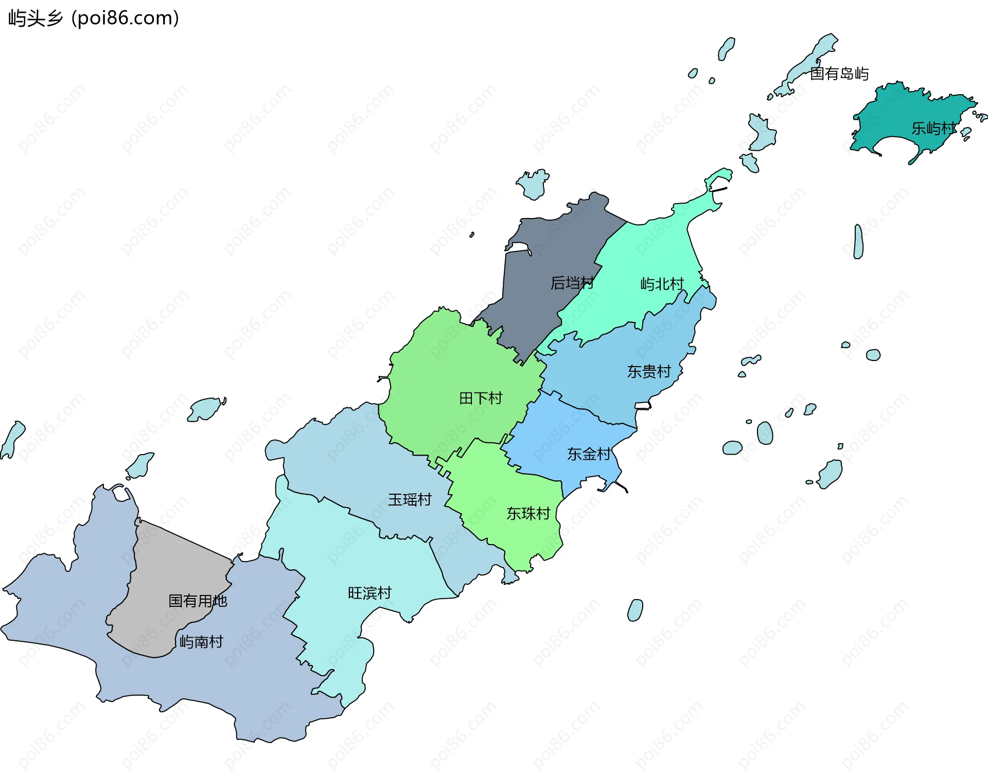 屿头乡边界地图(五级行政区划)