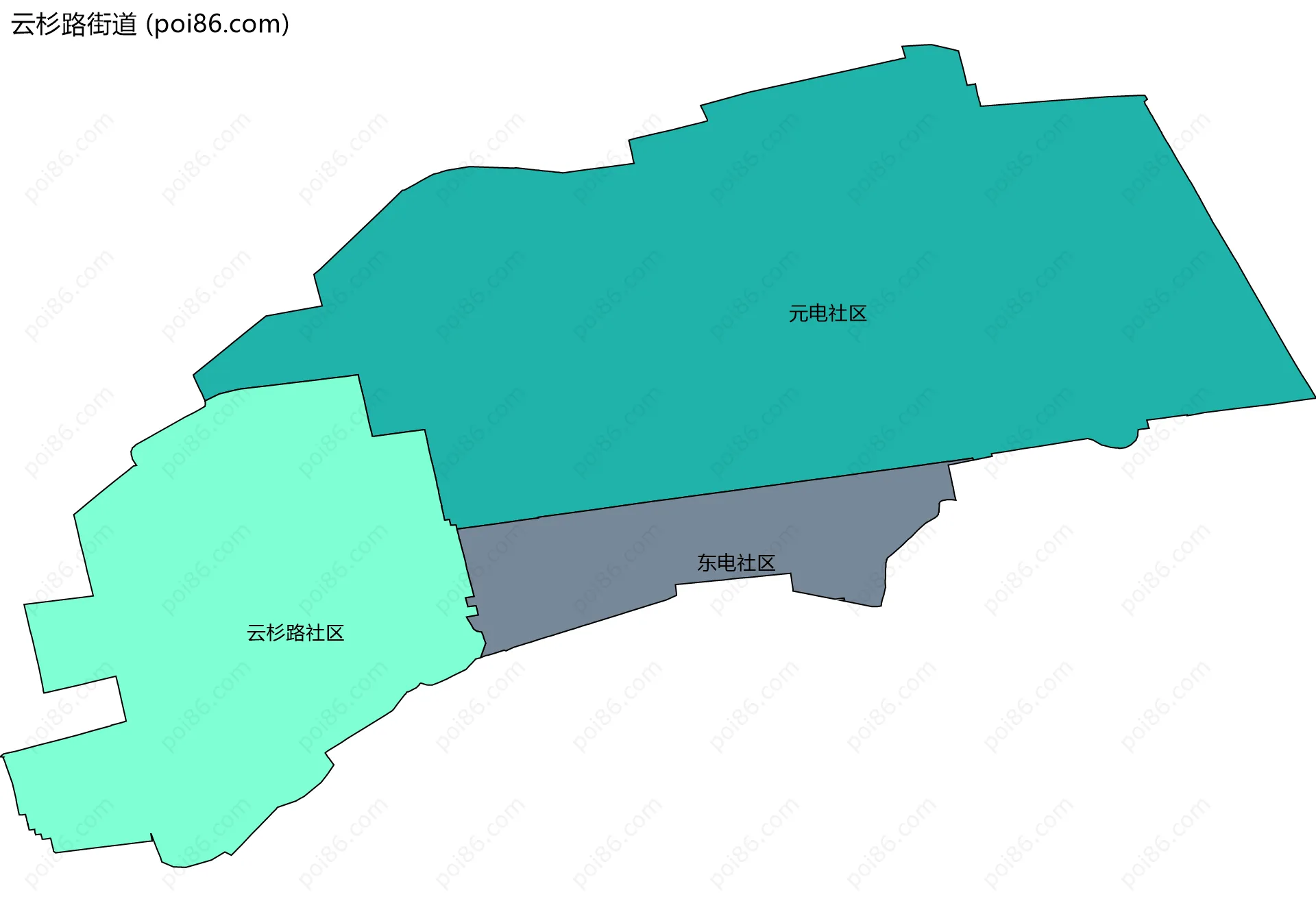 云杉路街道边界地图(五级行政区划)