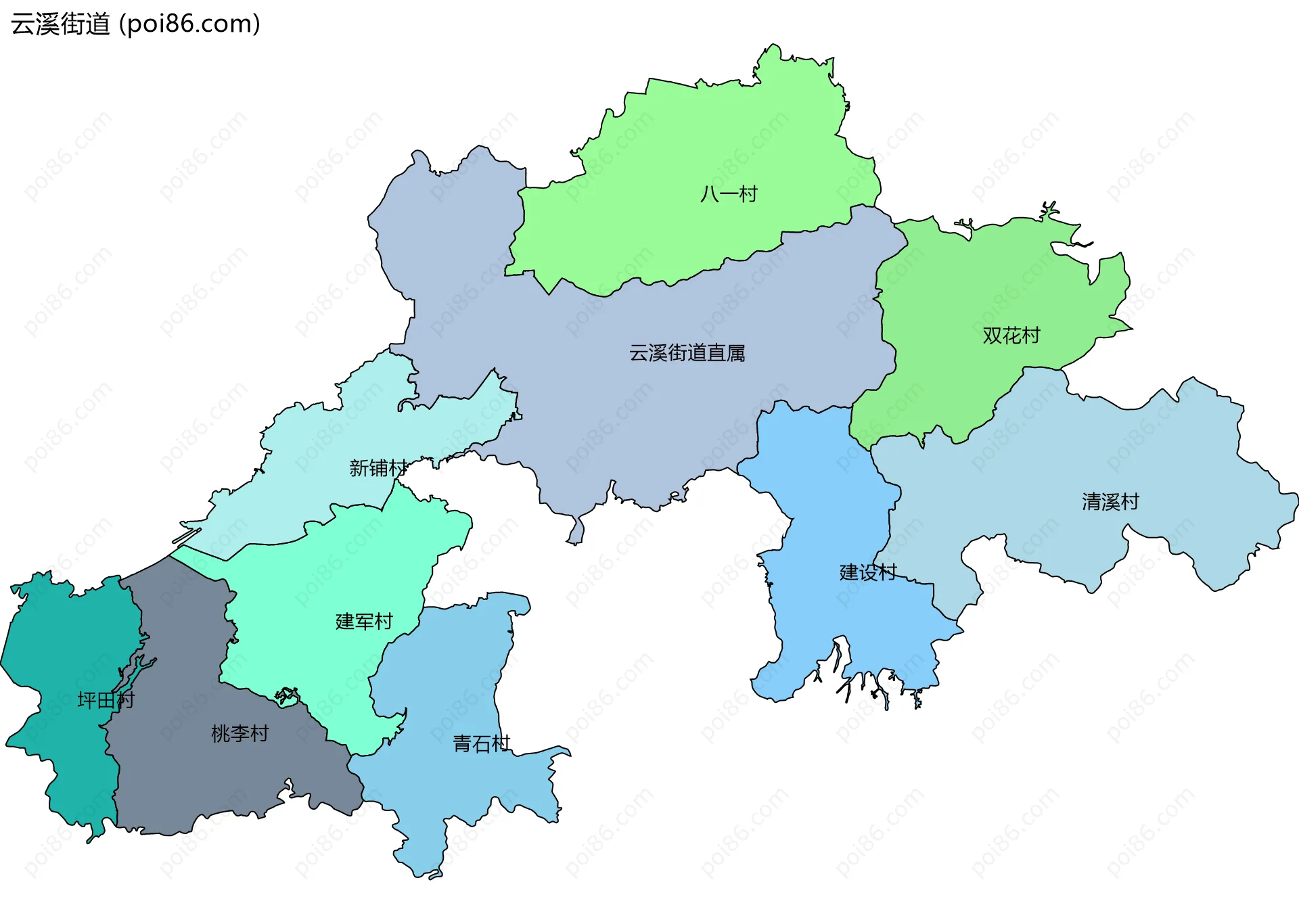 云溪街道边界地图(五级行政区划)