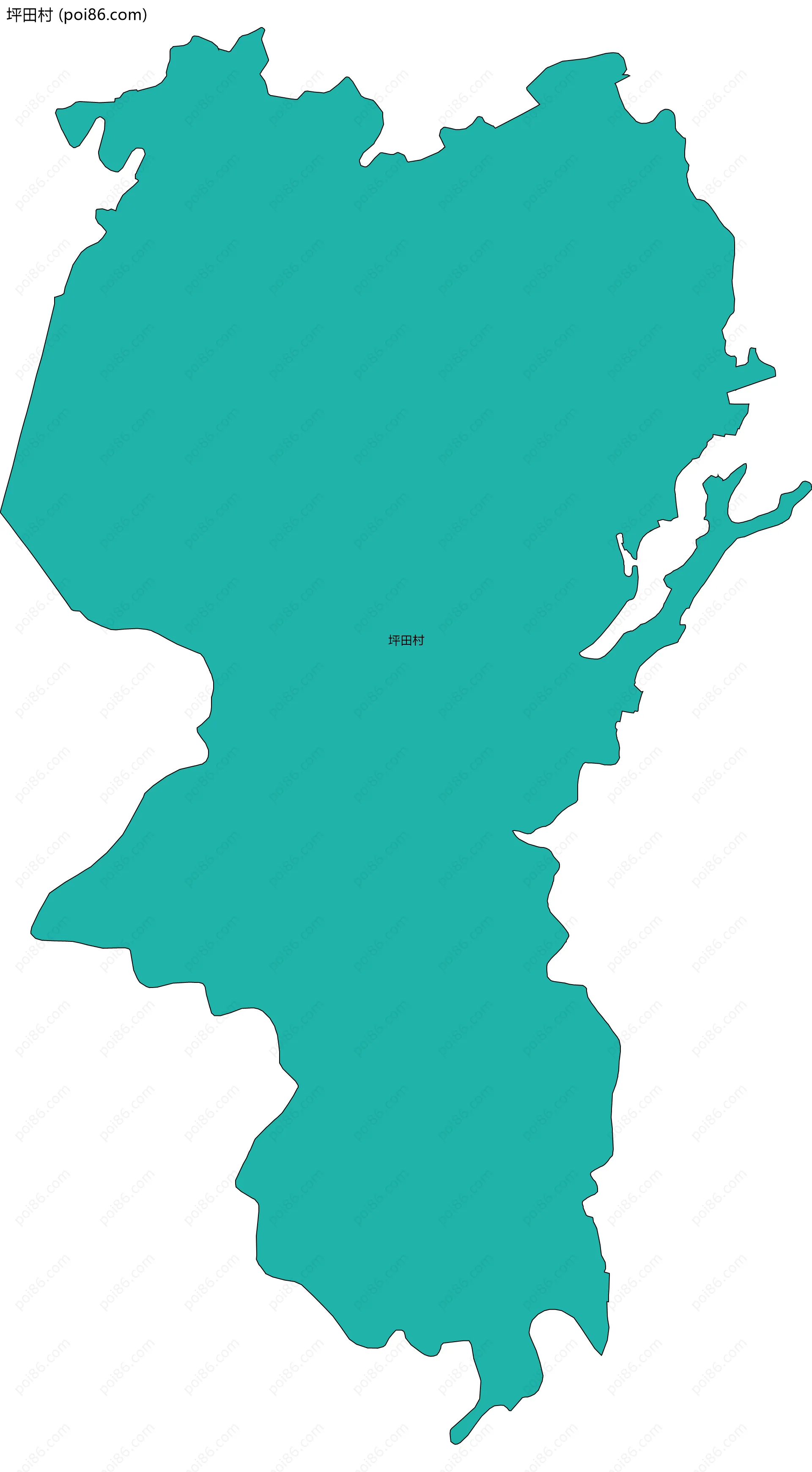 坪田村边界地图