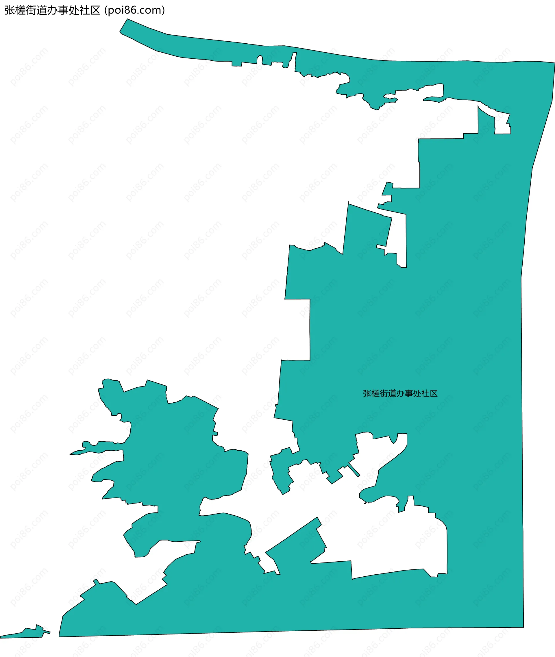 张槎街道办事处社区边界地图