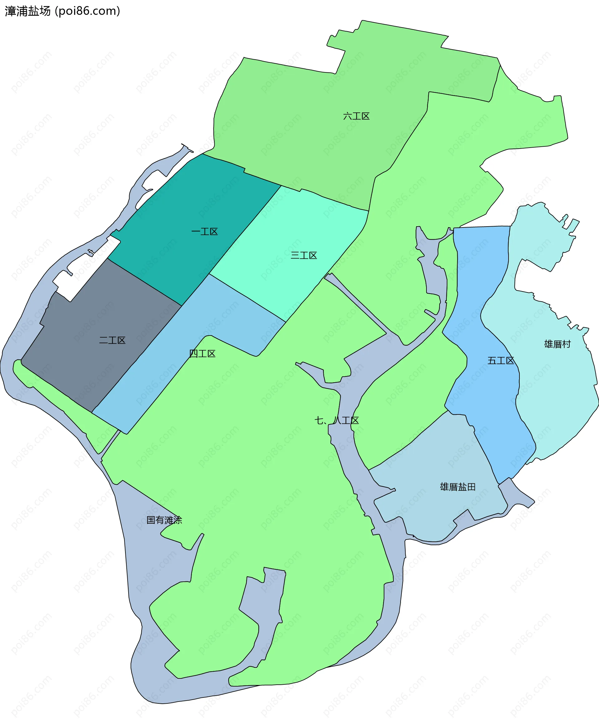 漳浦盐场边界地图(五级行政区划)