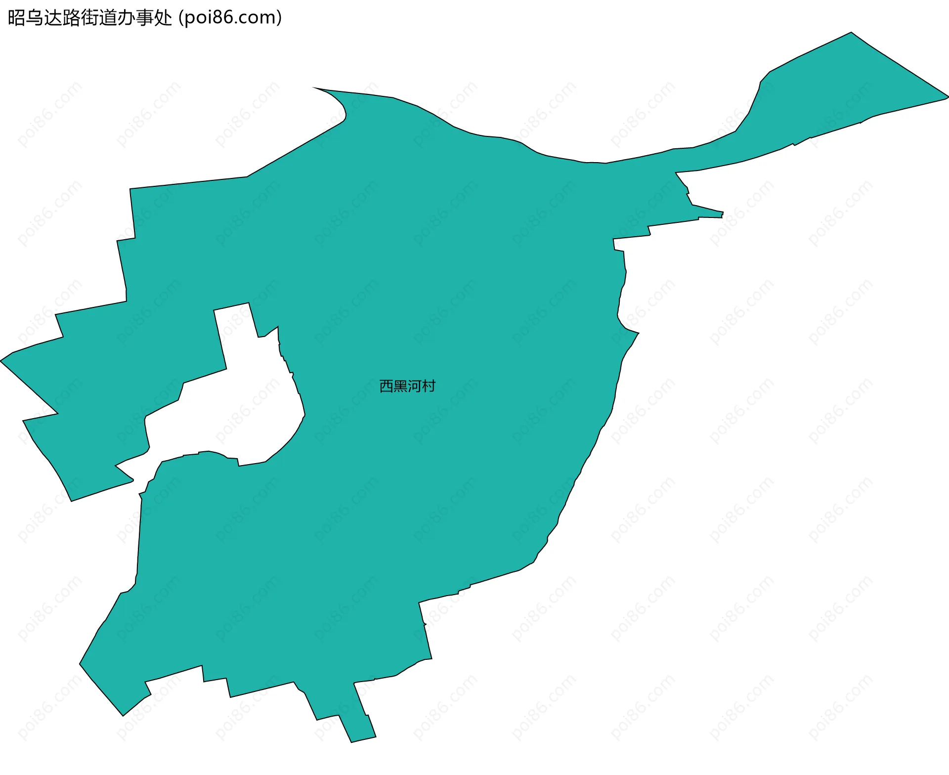 昭乌达路街道办事处边界地图(五级行政区划)