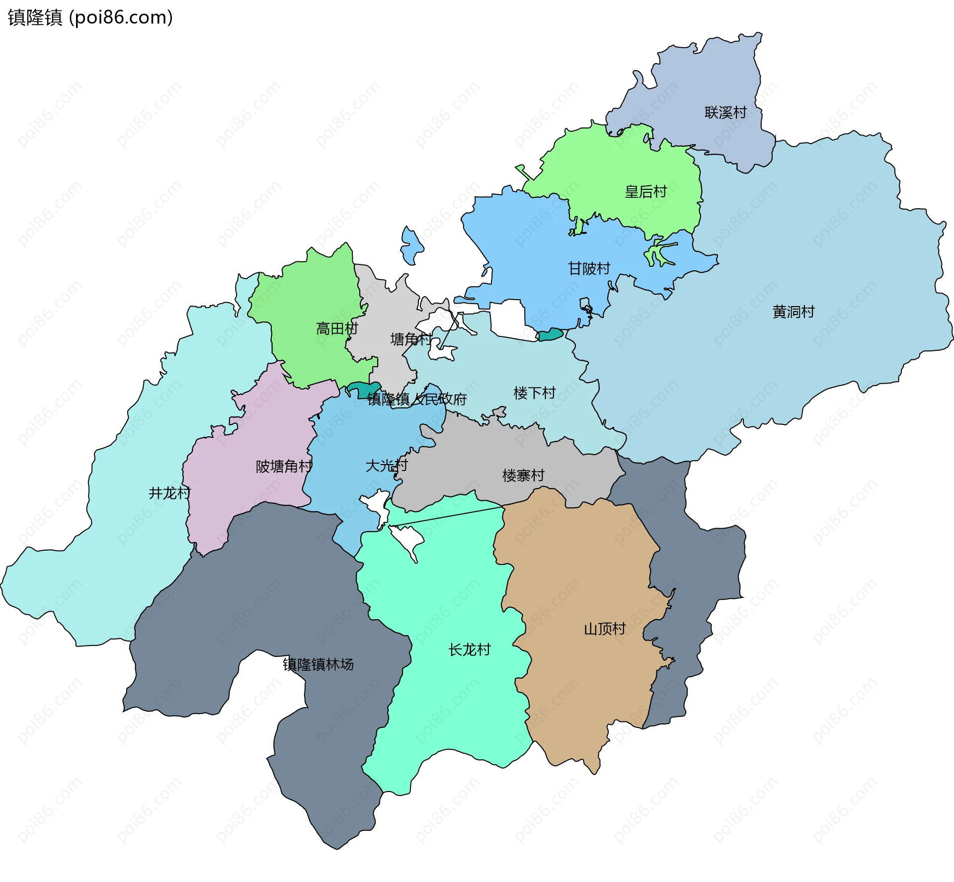 镇隆镇边界地图(五级行政区划)