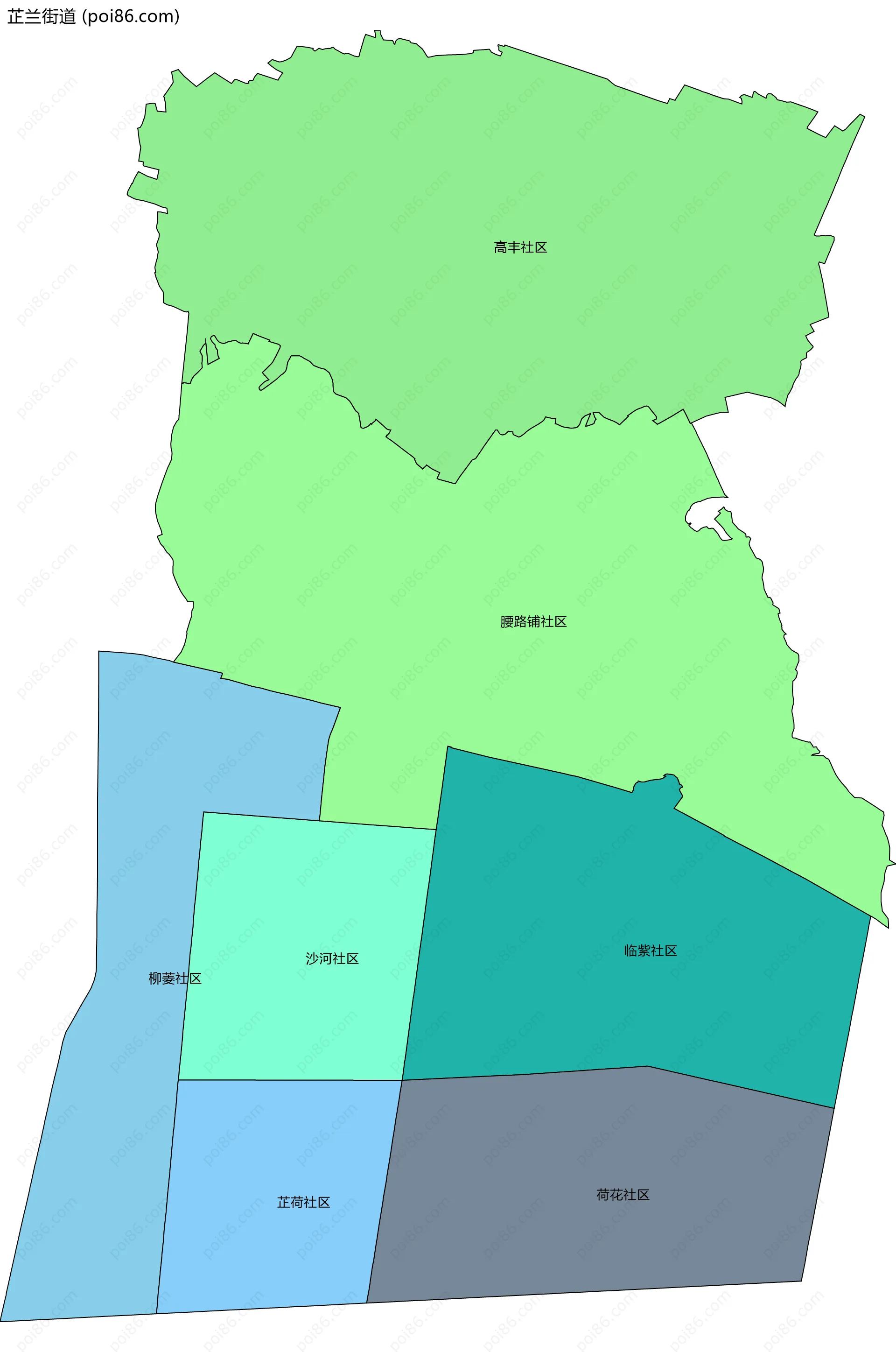 芷兰街道边界地图(五级行政区划)