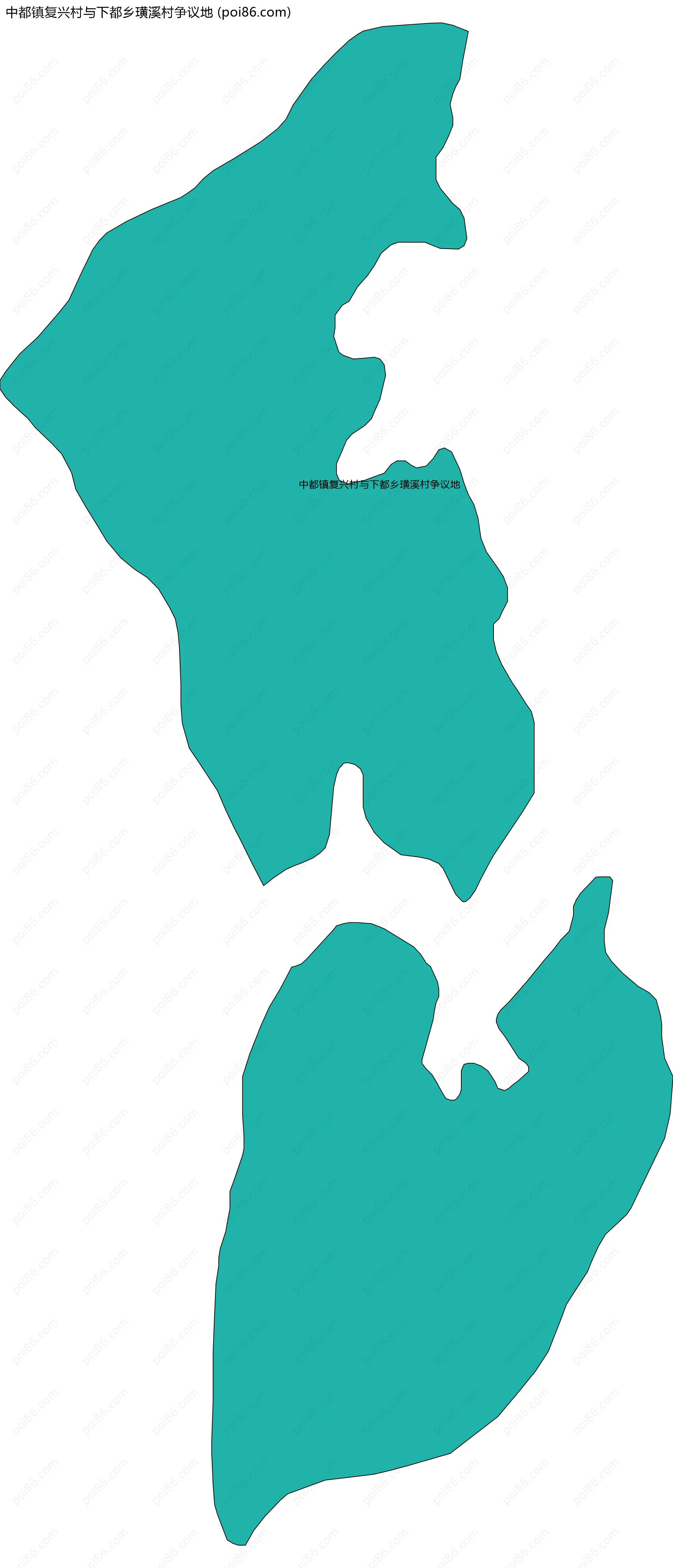 中都镇复兴村与下都乡璜溪村争议地边界地图