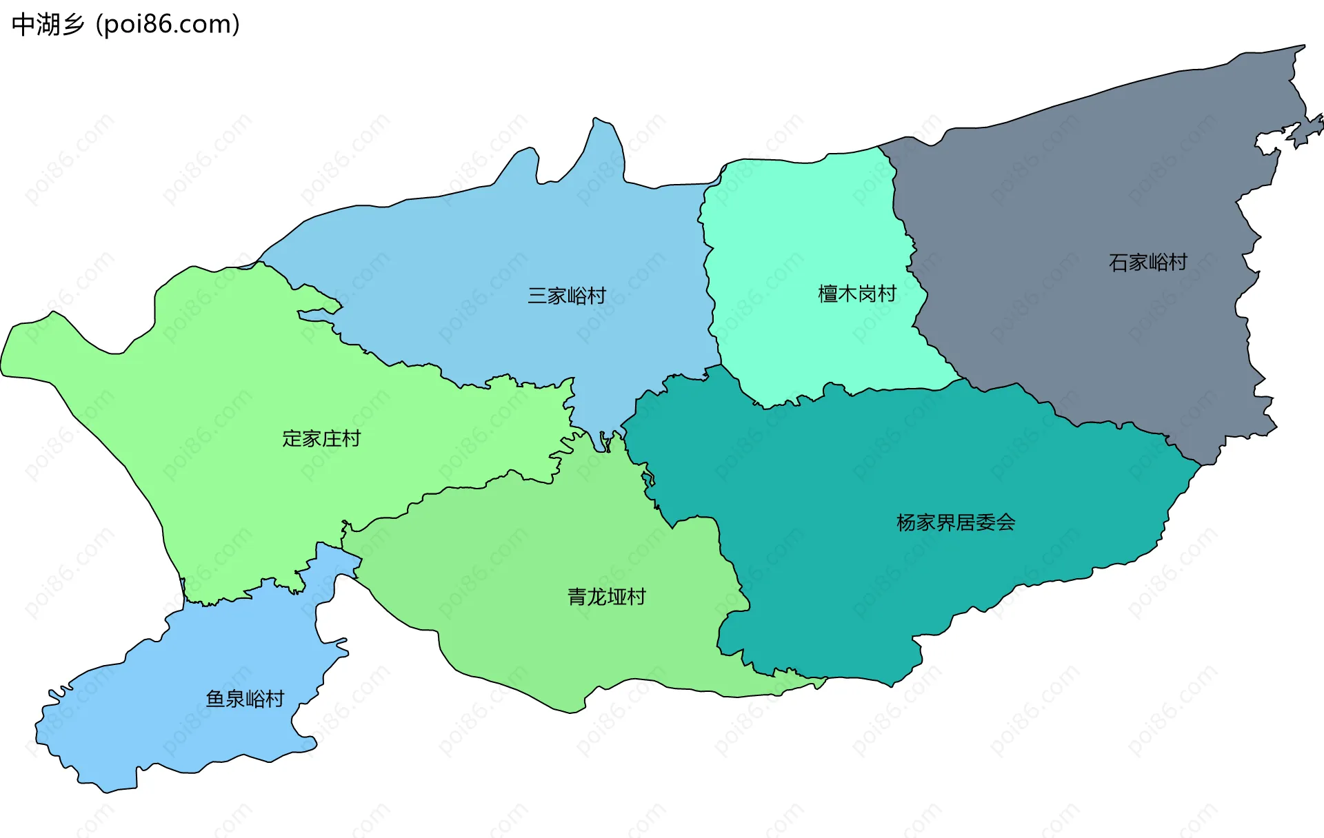 中湖乡边界地图(五级行政区划)