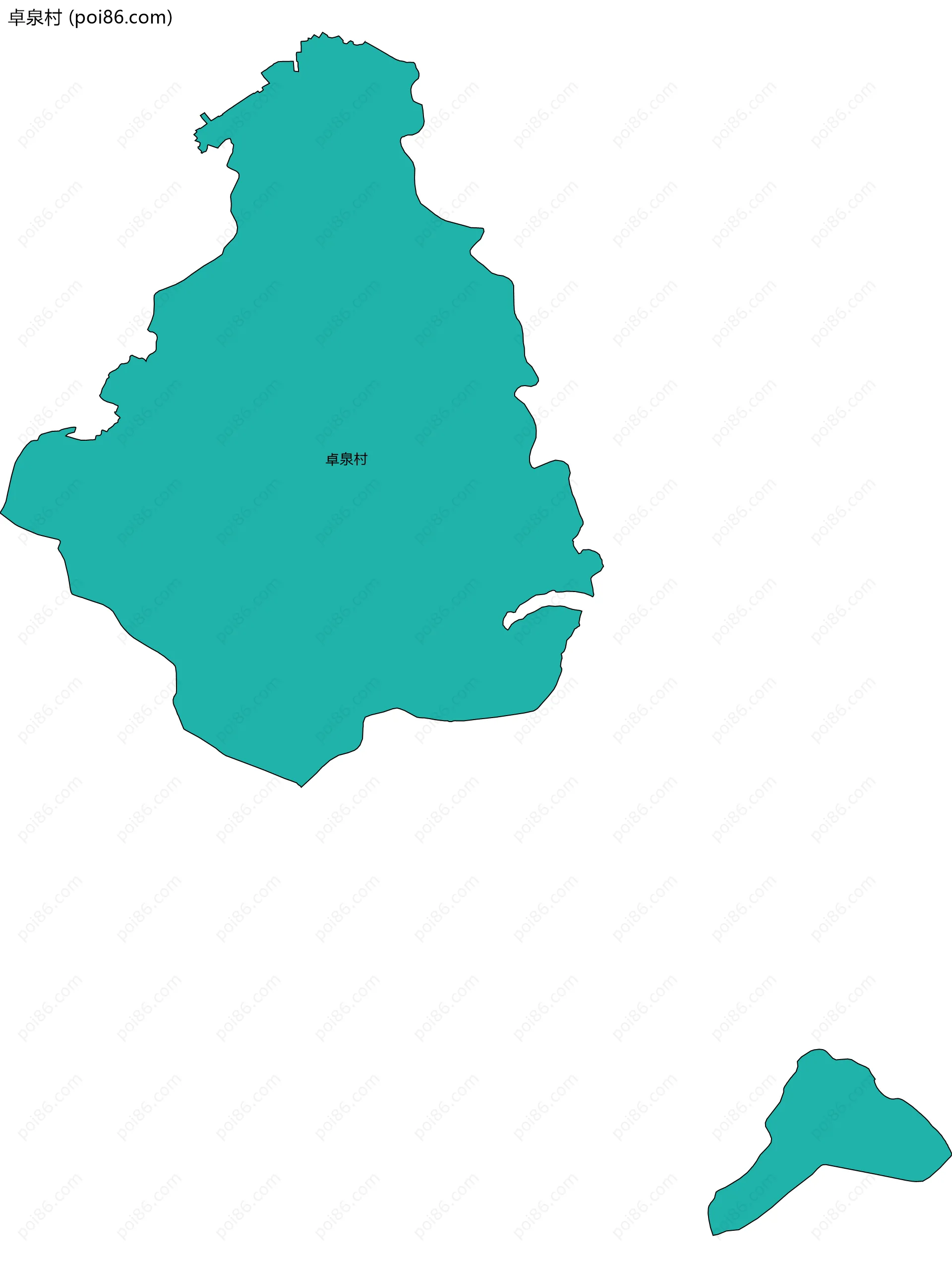 卓泉村边界地图