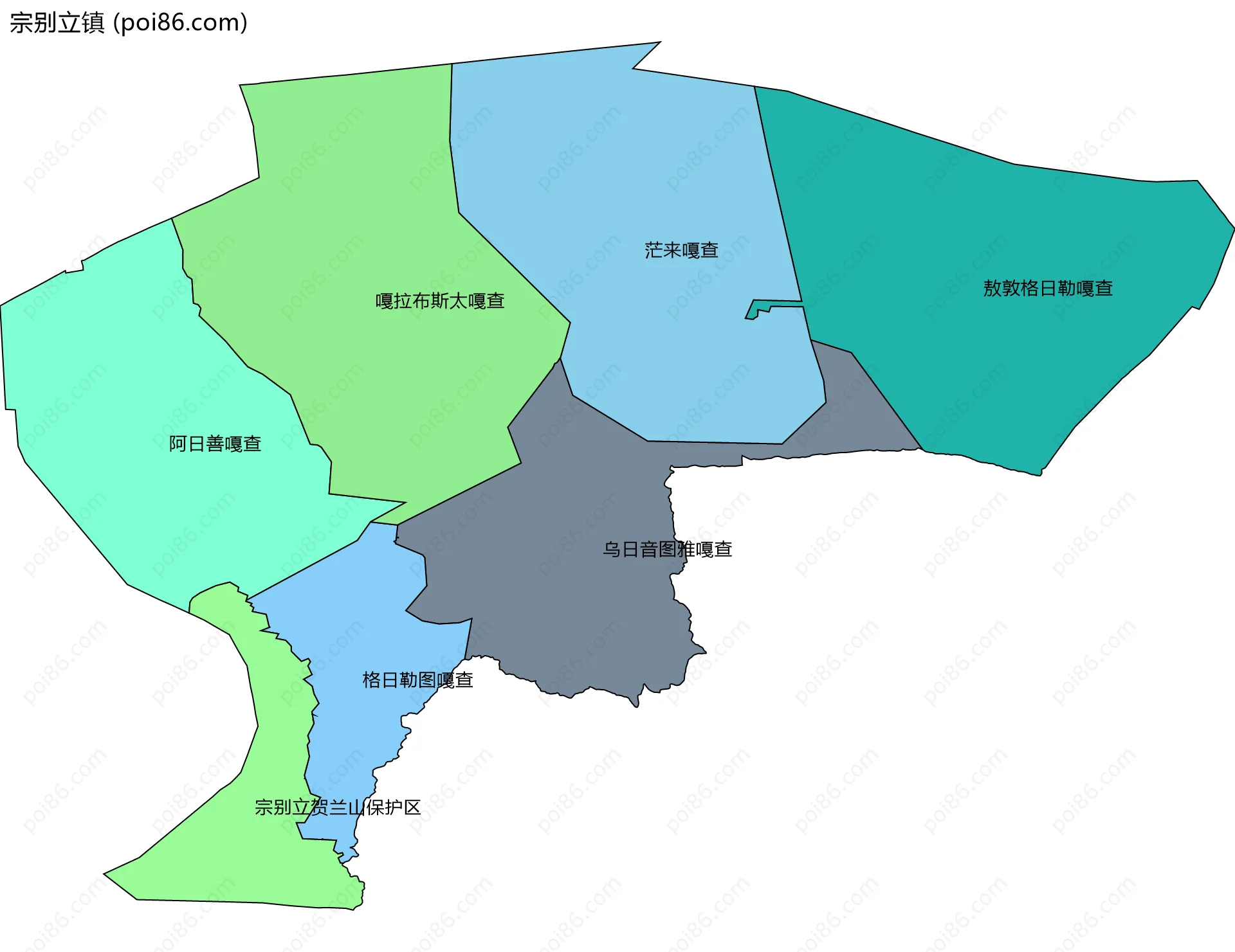 宗别立镇边界地图(五级行政区划)