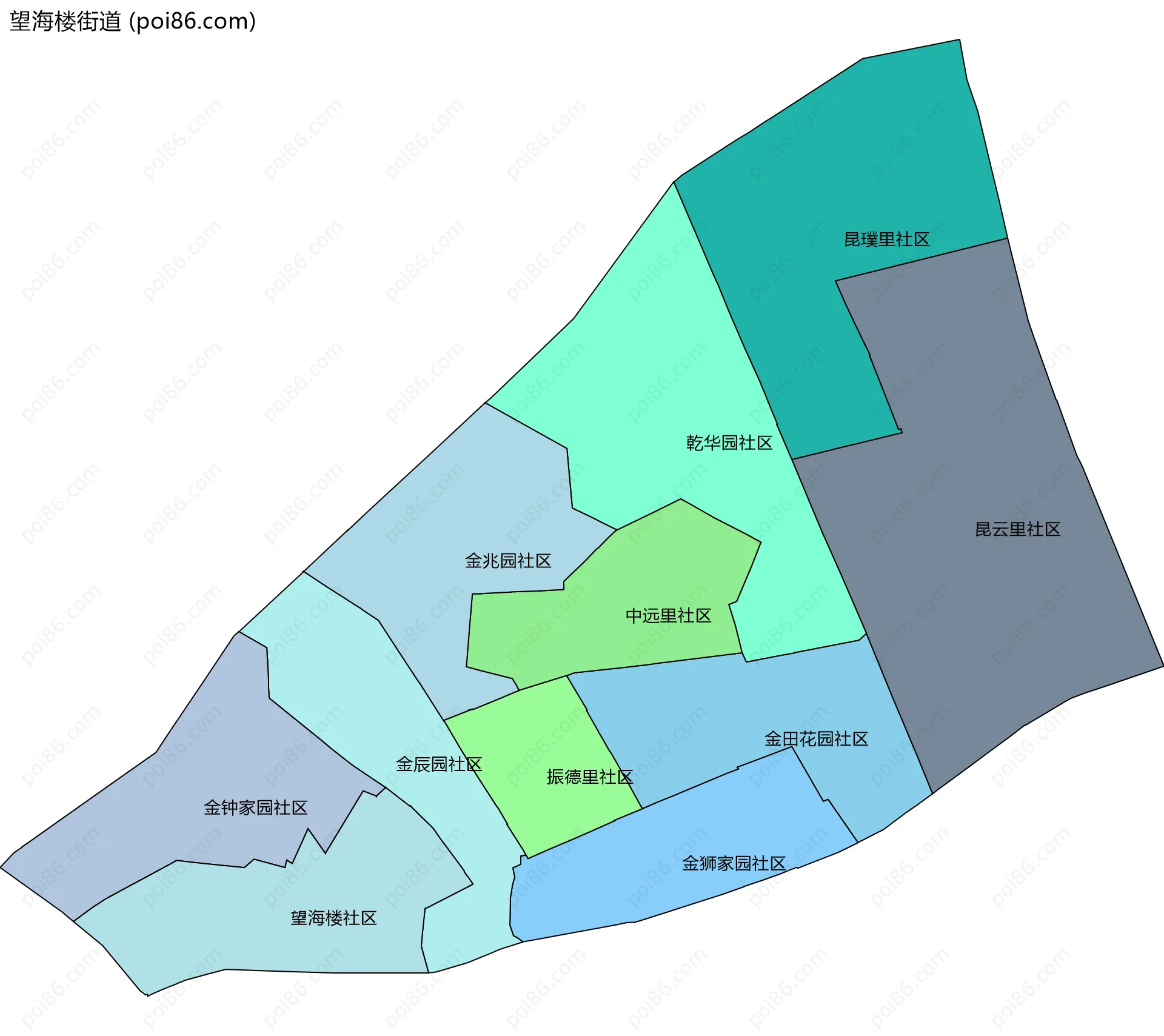 望海楼街道边界地图(五级行政区划)