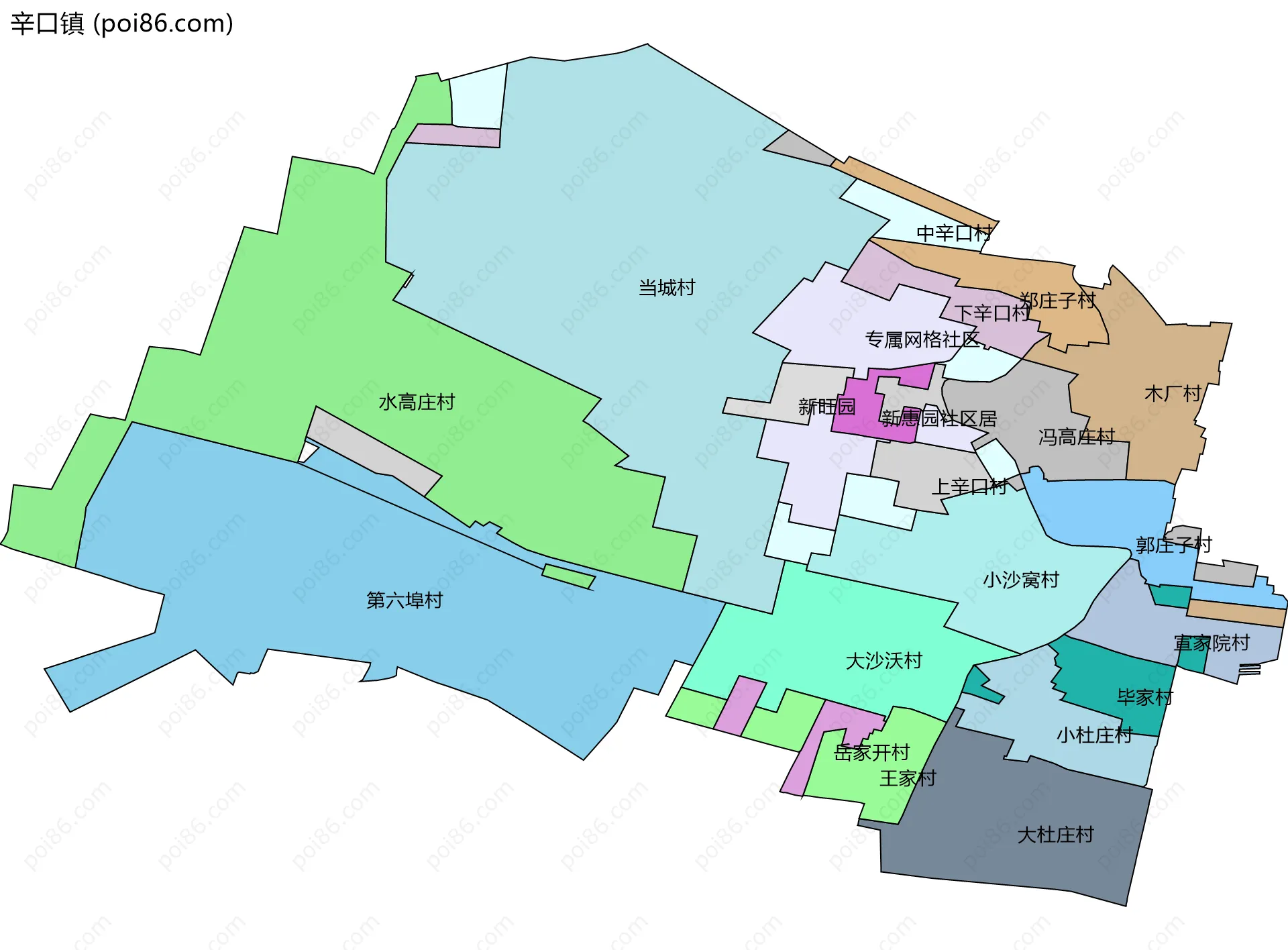 辛口镇边界地图(五级行政区划)