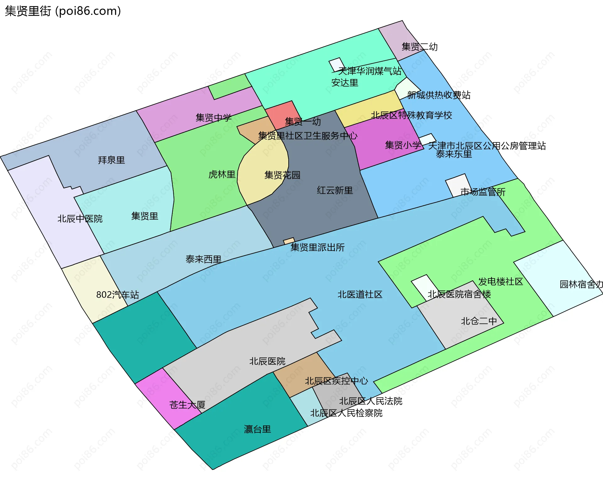 集贤里街边界地图(五级行政区划)