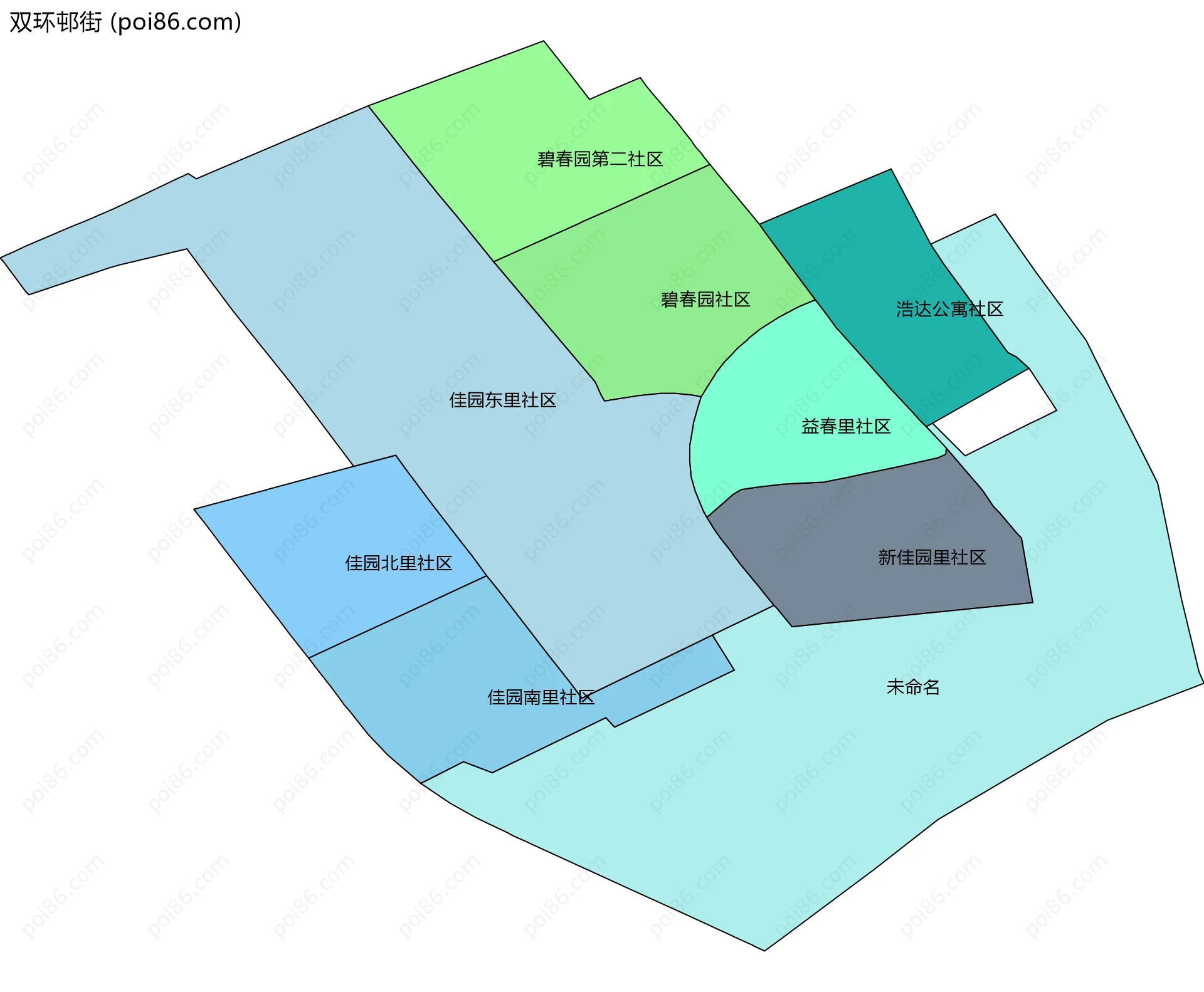 双环邨街边界地图(五级行政区划)