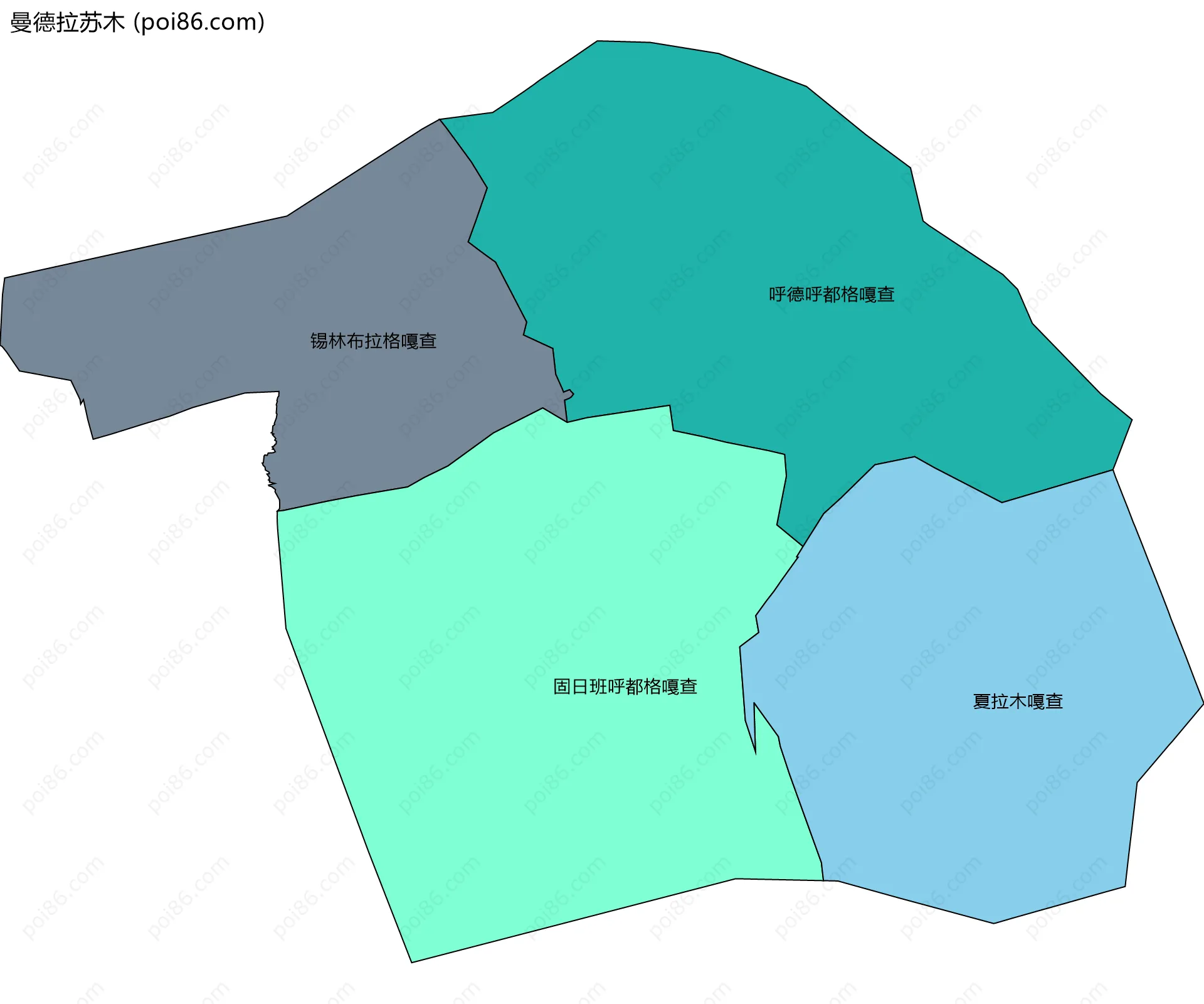 曼德拉苏木边界地图(五级行政区划)