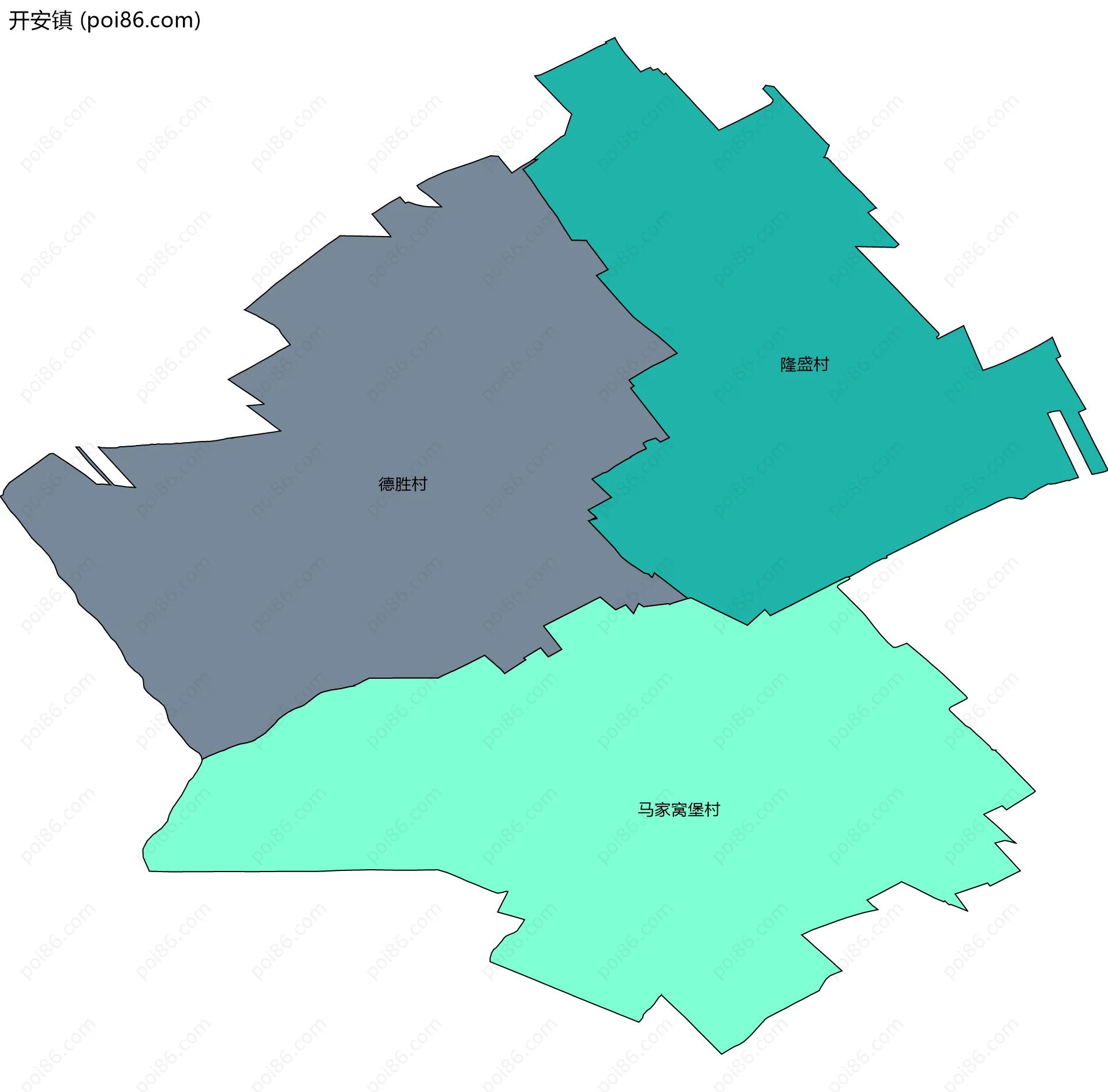 开安镇边界地图(五级行政区划)