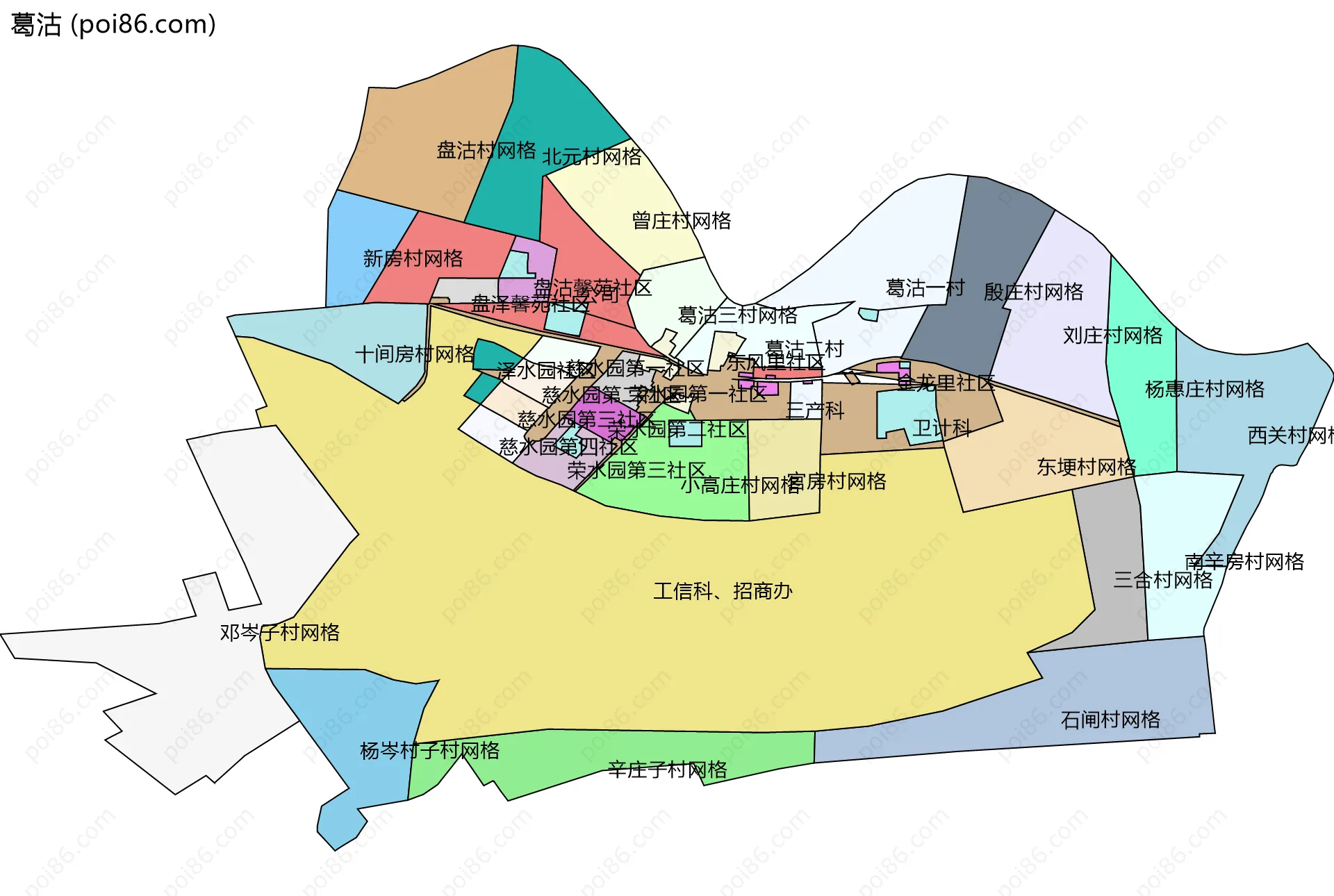 葛沽边界地图(五级行政区划)