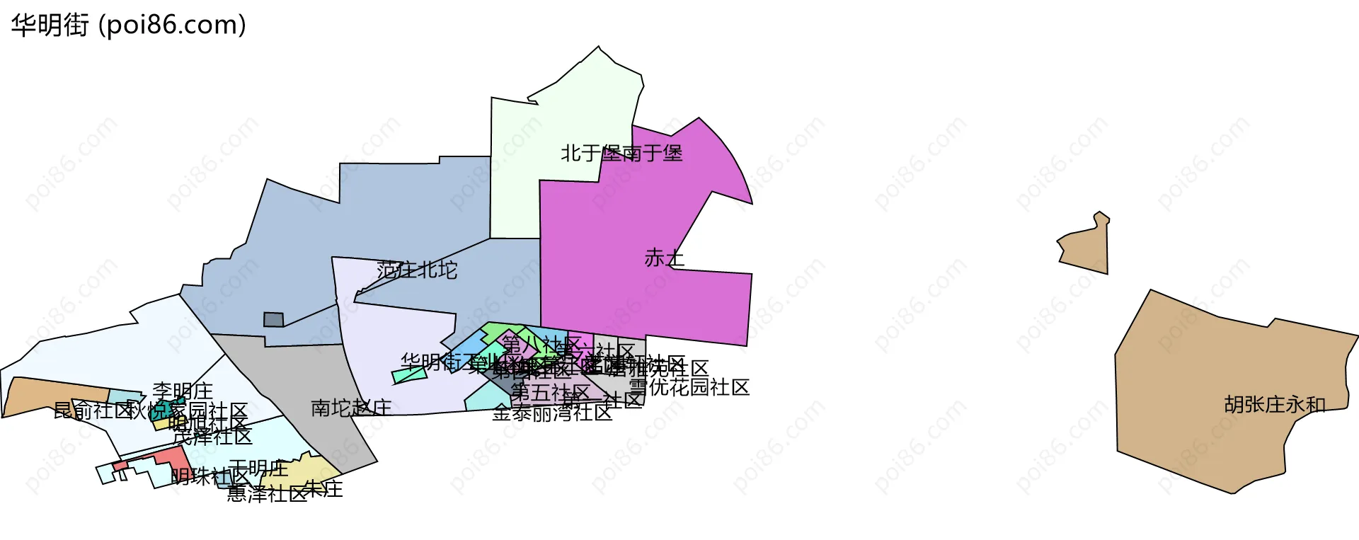 华明街边界地图(五级行政区划)