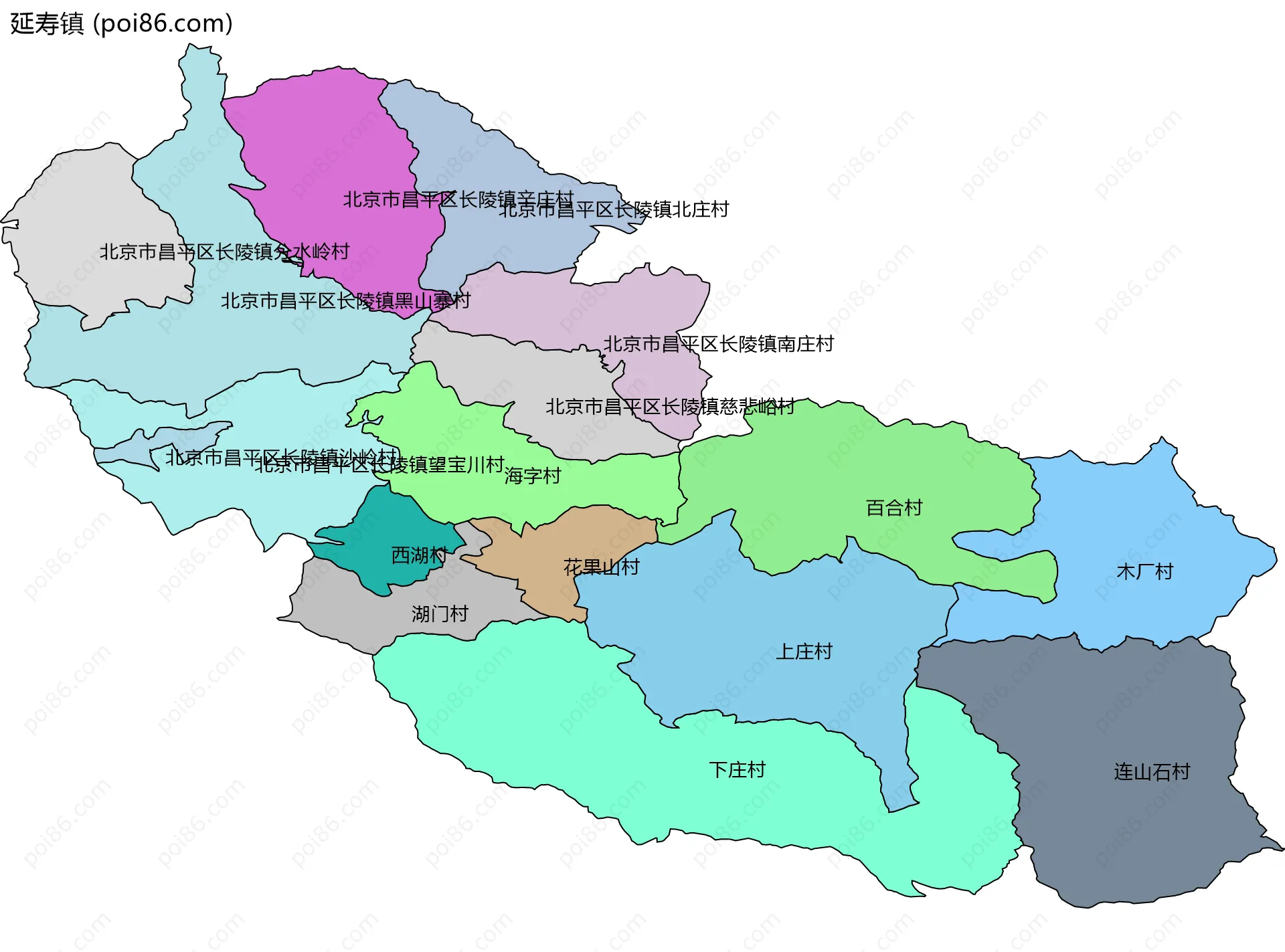 延寿镇边界地图(五级行政区划)